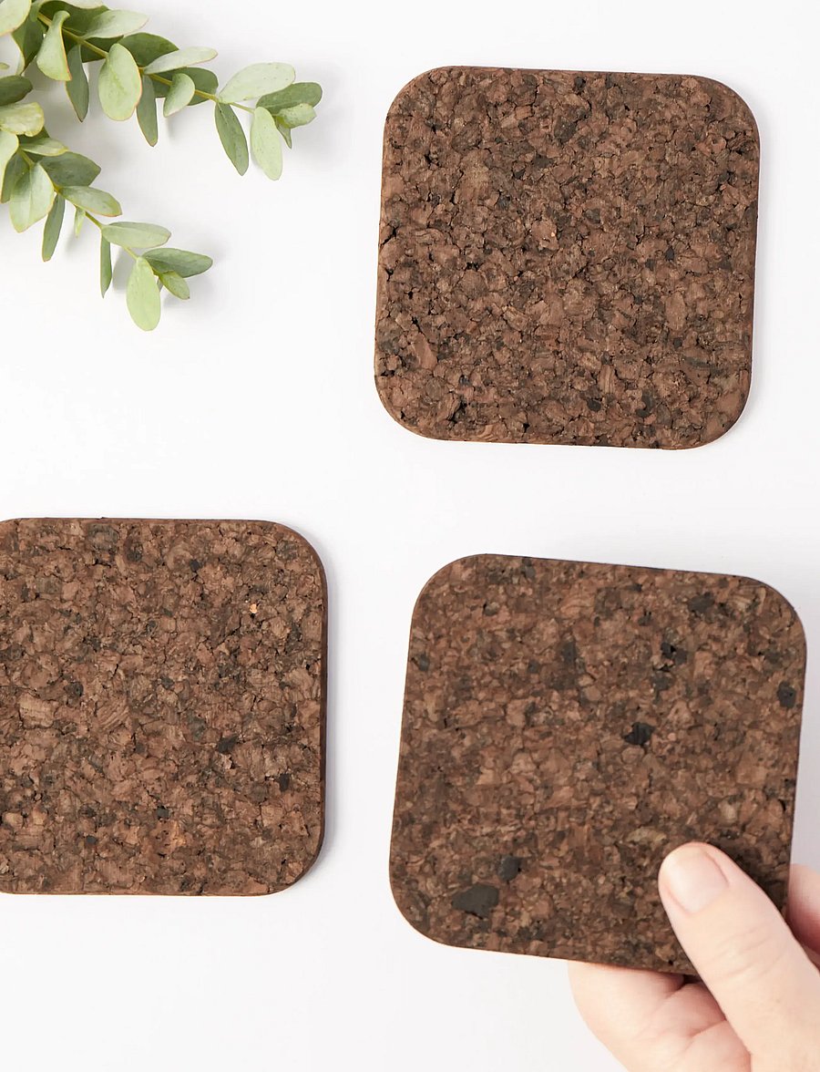 Liga - Smoked Cork Square Coaster set of 4, 10cm - die niedrigsten preise - smoked / black - 3