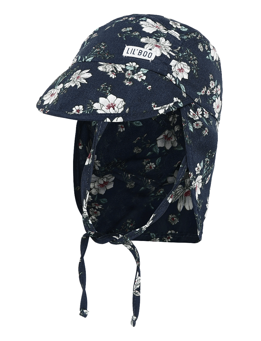 Lil' Boo - Soft Baby Cap - Cream Flowers - babymützen - navy blue - 0
