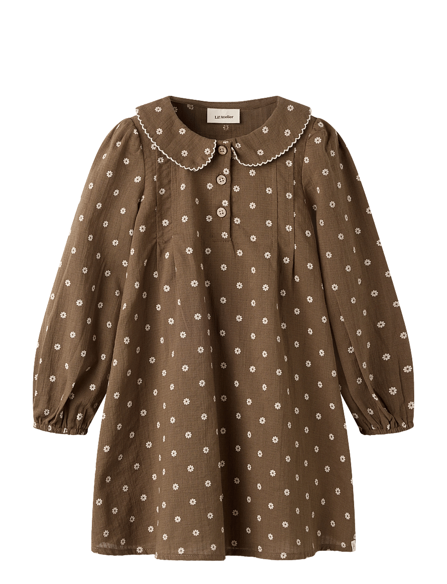 Lil'Atelier - NMFHULLA LS LOOSE DRESS LIL - langærmede babykjoler - teak - 1