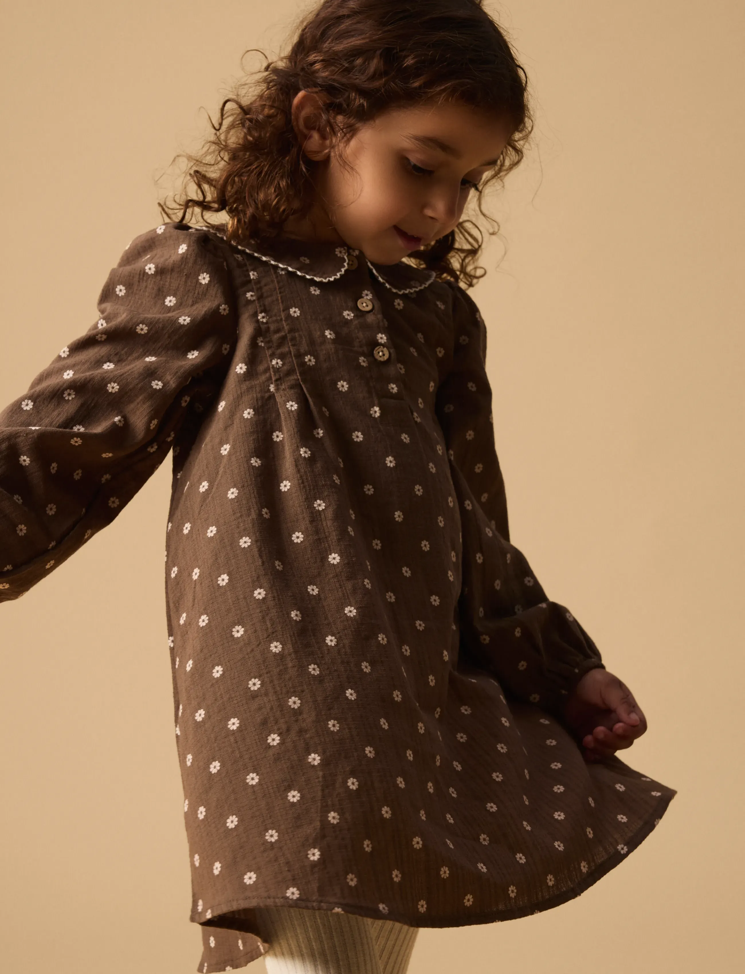 Lil'Atelier - NMFHULLA LS LOOSE DRESS LIL - teak - 0