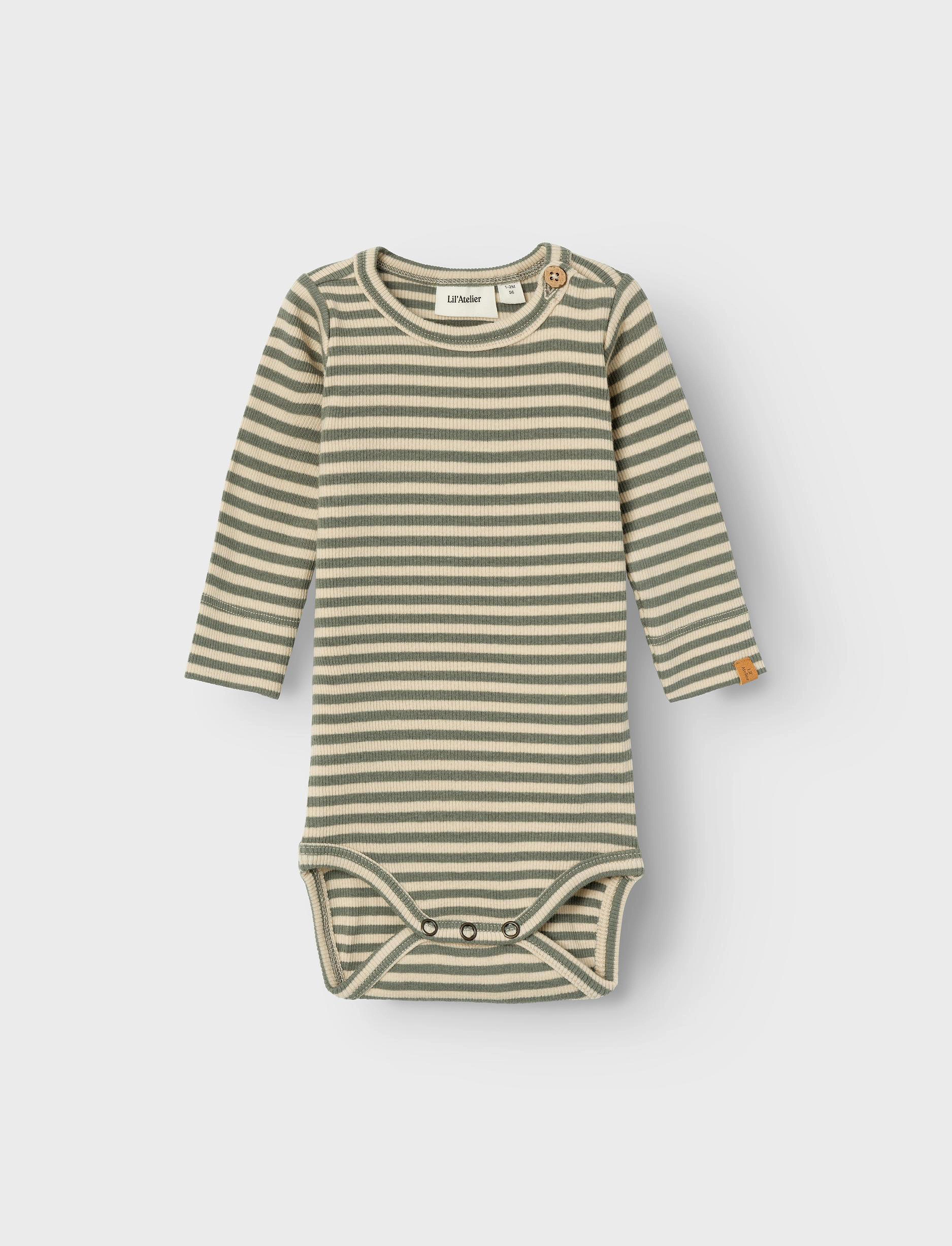Lil'Atelier Nbmgago Ls Slim Body Lil Noos, 56, Bodys, Grün - Long-sleeved, Kinder