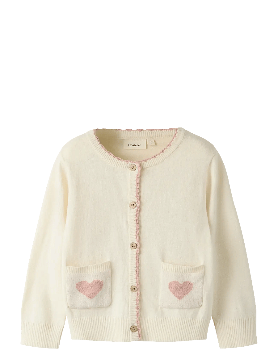 Lil'Atelier - NMFSARAN LS KNIT CARD LIL - cardigans - turtledove - 0