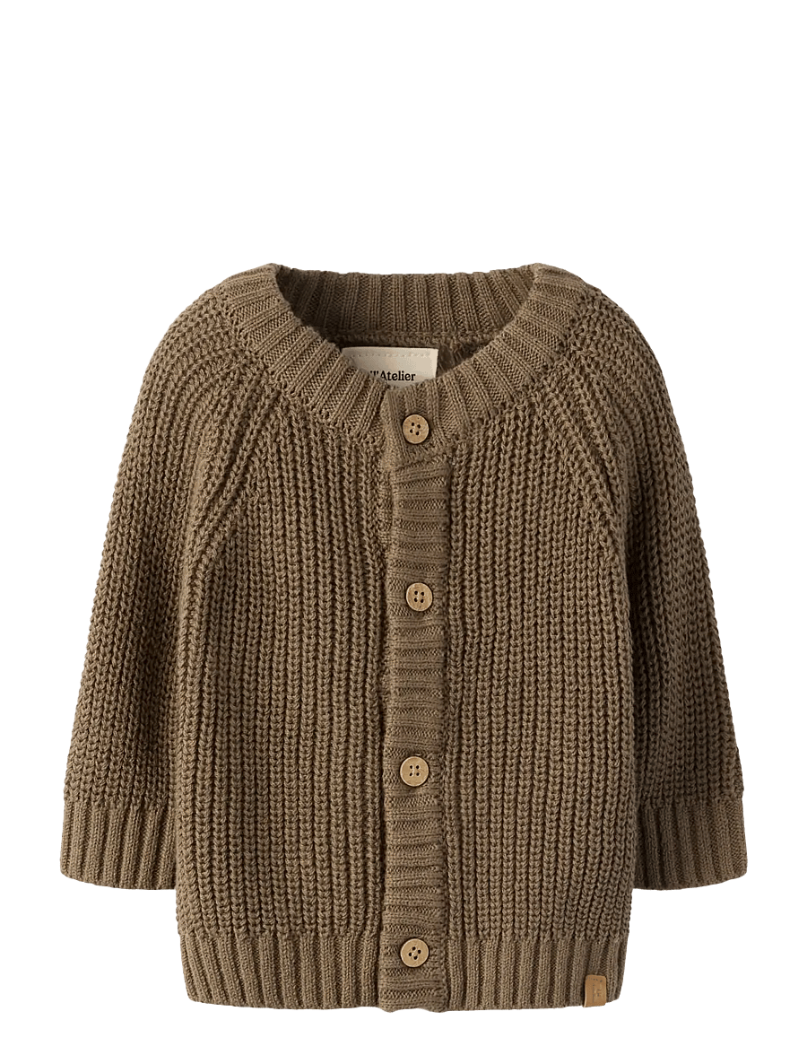 Lil'Atelier - NBNEMLEN LS KNIT CARD LIL NOOS - cardigans - shitake - 0