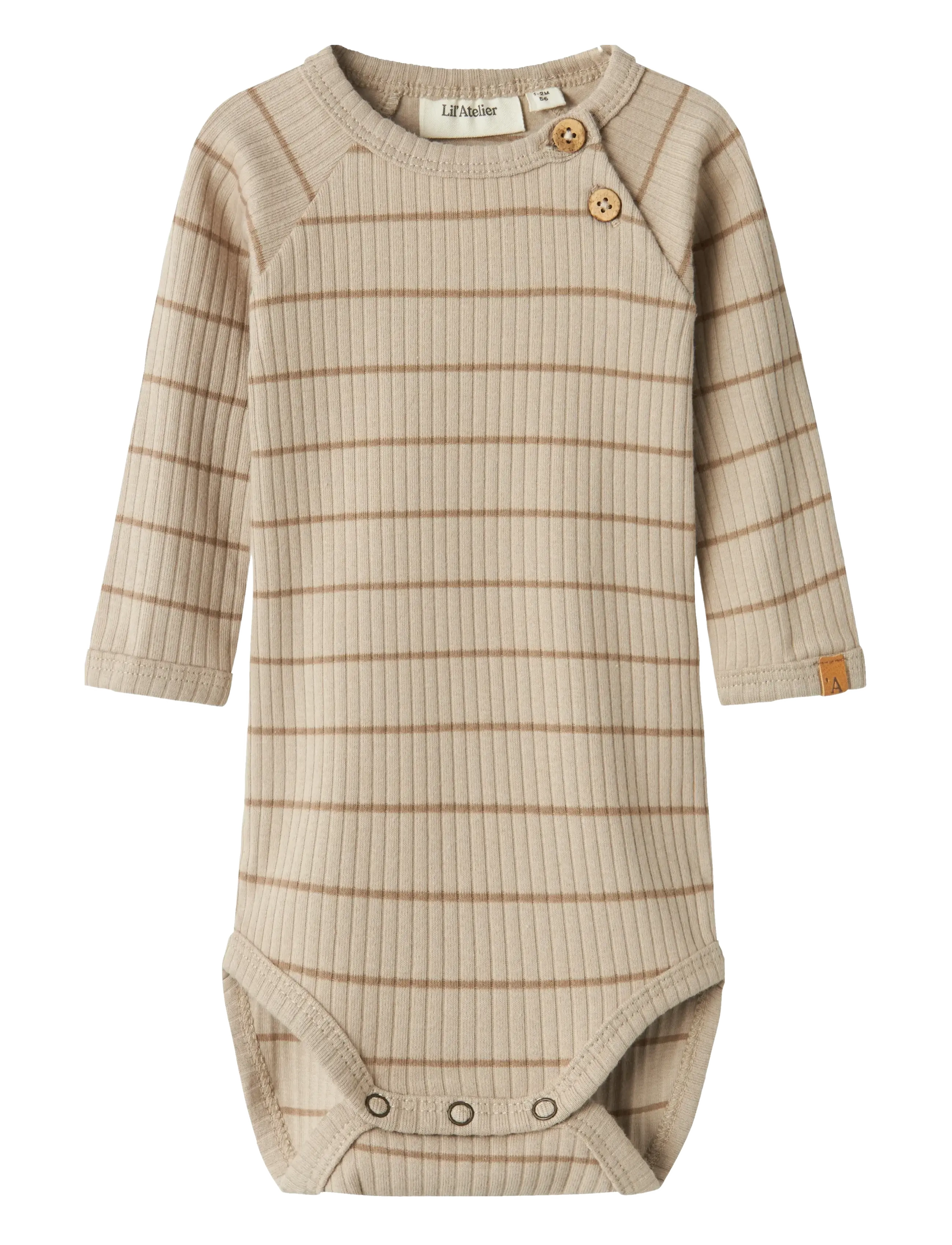 Lil'Atelier Nbmkail Ls Slim Body Lil Noos, 68, Beige, Bodys > Langærmede, Børn