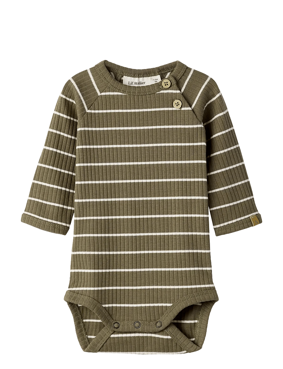 Lil'Atelier - NBMKAIL LS SLIM BODY LIL NOOS - langärmelige bodys - shitake - 0