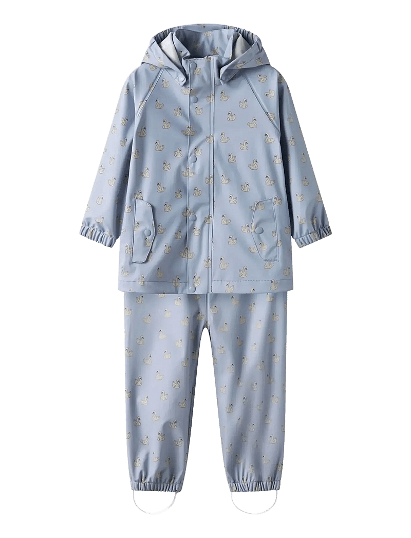 Lil'Atelier - NMFLADRY10 RAIN SET AOP FO LIL - regnställ - zen blue - 0