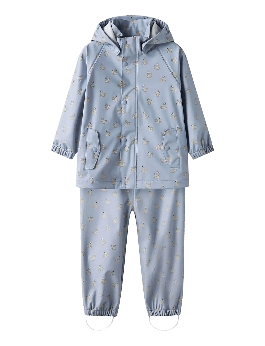 Lil'Atelier - NMFLADRY10 RAIN SET AOP FO LIL - regensets - zen blue - 0