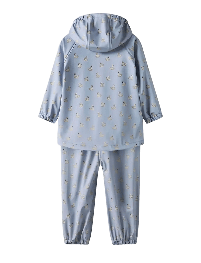 Lil'Atelier - NMFLADRY10 RAIN SET AOP FO LIL - regnställ - zen blue - 1