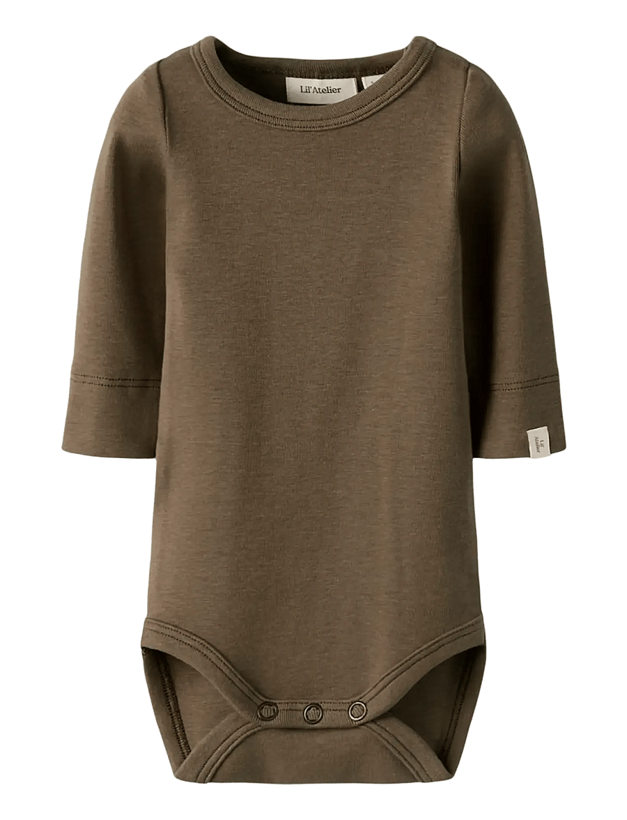 Lil'Atelier - NBNGAYO LS SLIM BODY LIL NOOS - langärmelige bodys - shitake - 1
