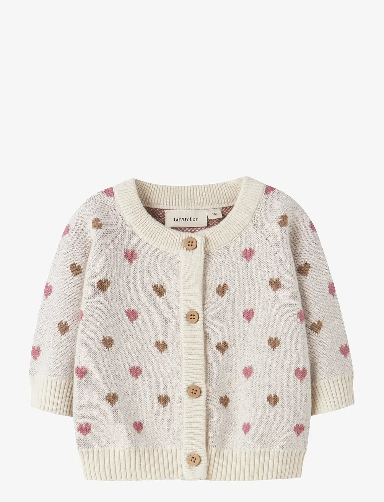 Lil'Atelier - NBFSARAN LS KNIT CARD HEART LIL - cardigans - turtledove - 0