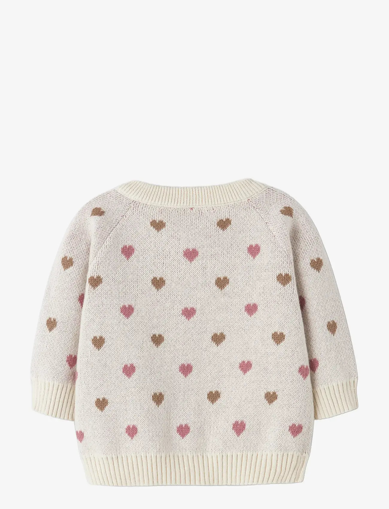 Lil'Atelier - NBFSARAN LS KNIT CARD HEART LIL - cardigans - turtledove - 1
