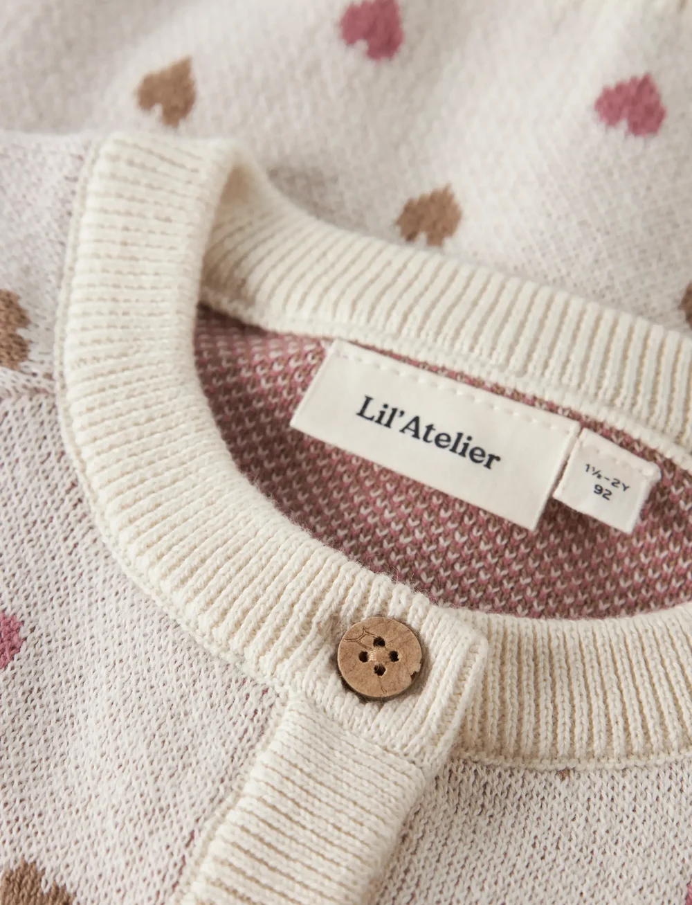 Lil'Atelier - NMFSARAN LS KNIT CARD HEART LIL - kardiganid - turtledove - 4