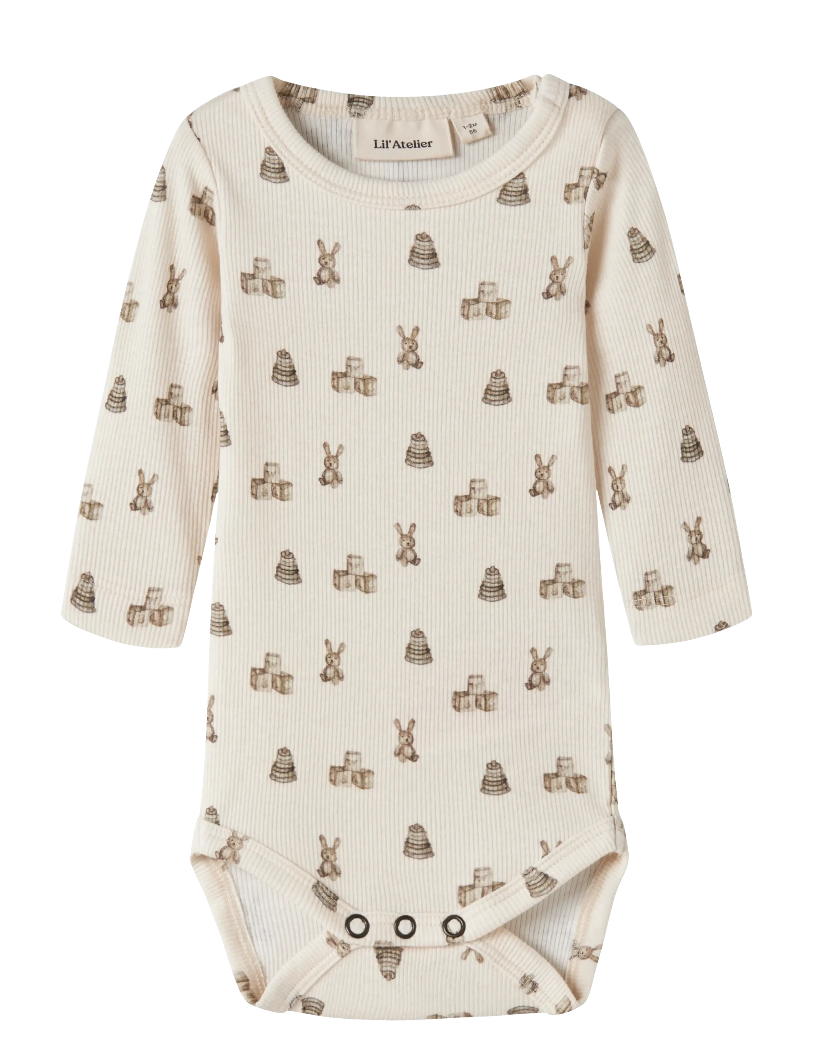 Lil'Atelier NBNGAVO KIN LS SLIM BODY LIL - Långärmade bodies - TURTLEDOVE / cream