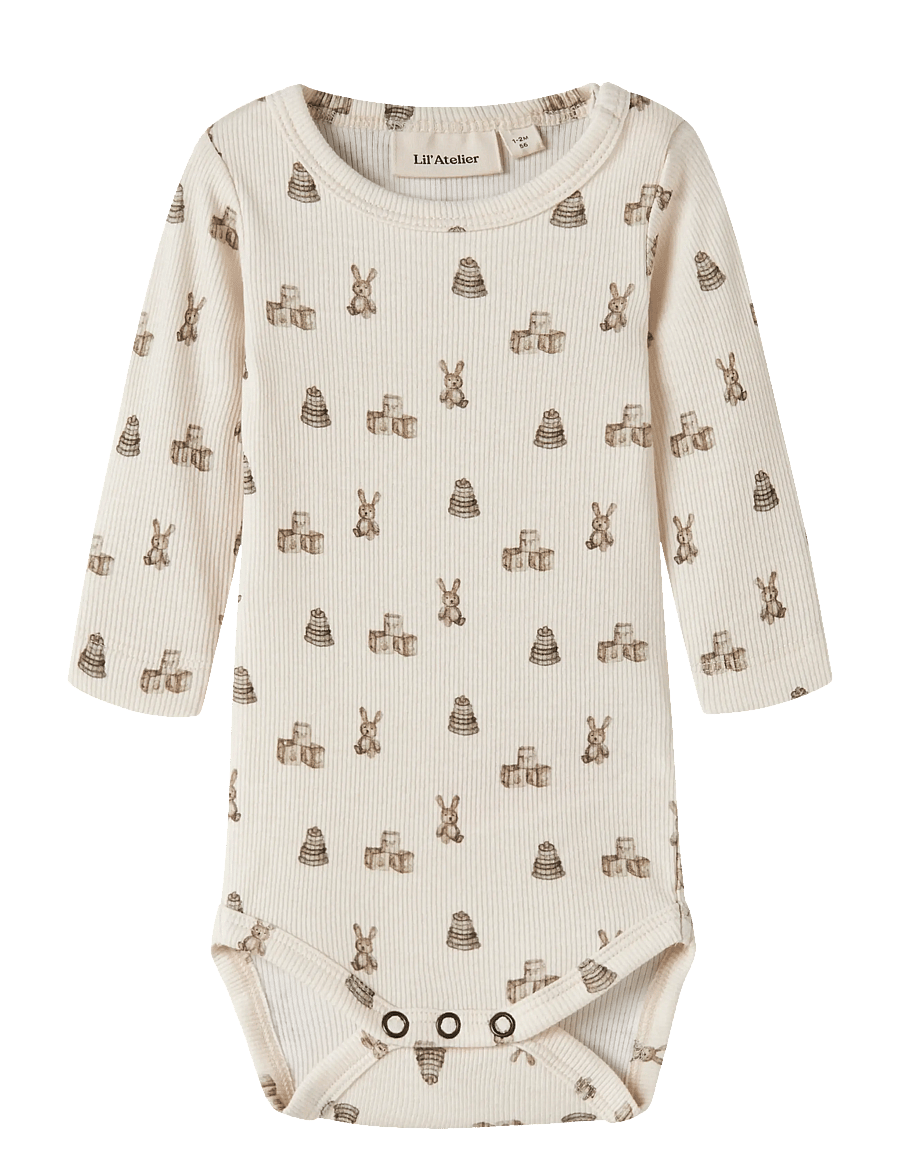 Lil'Atelier - NBNGAVO KIN LS SLIM BODY LIL - långärmade bodies - turtledove - 0