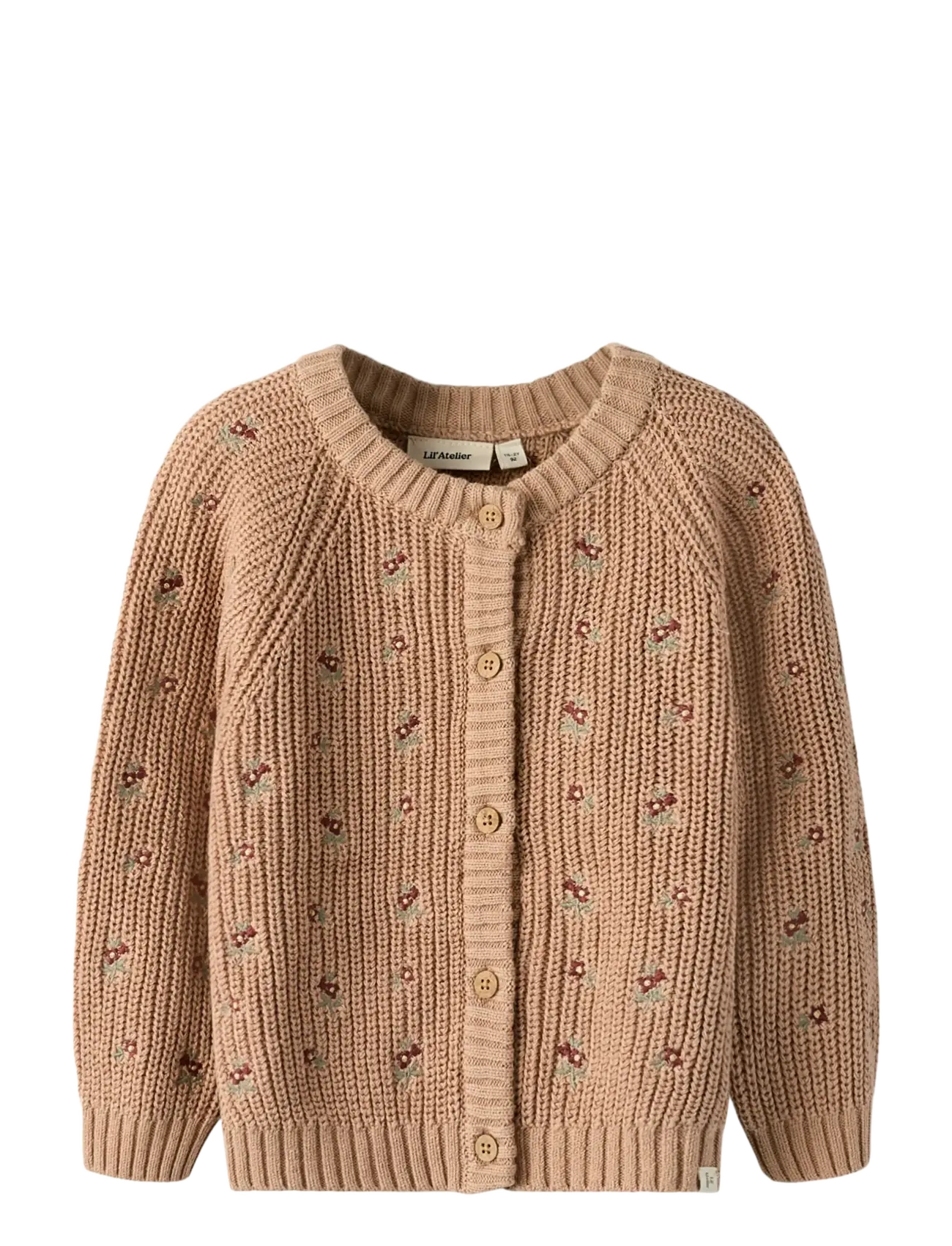Lil'Atelier NMFEMLEN EMB AO LS KNIT CARD LIL - Kinder 98-134 - ROEBUCK / beige