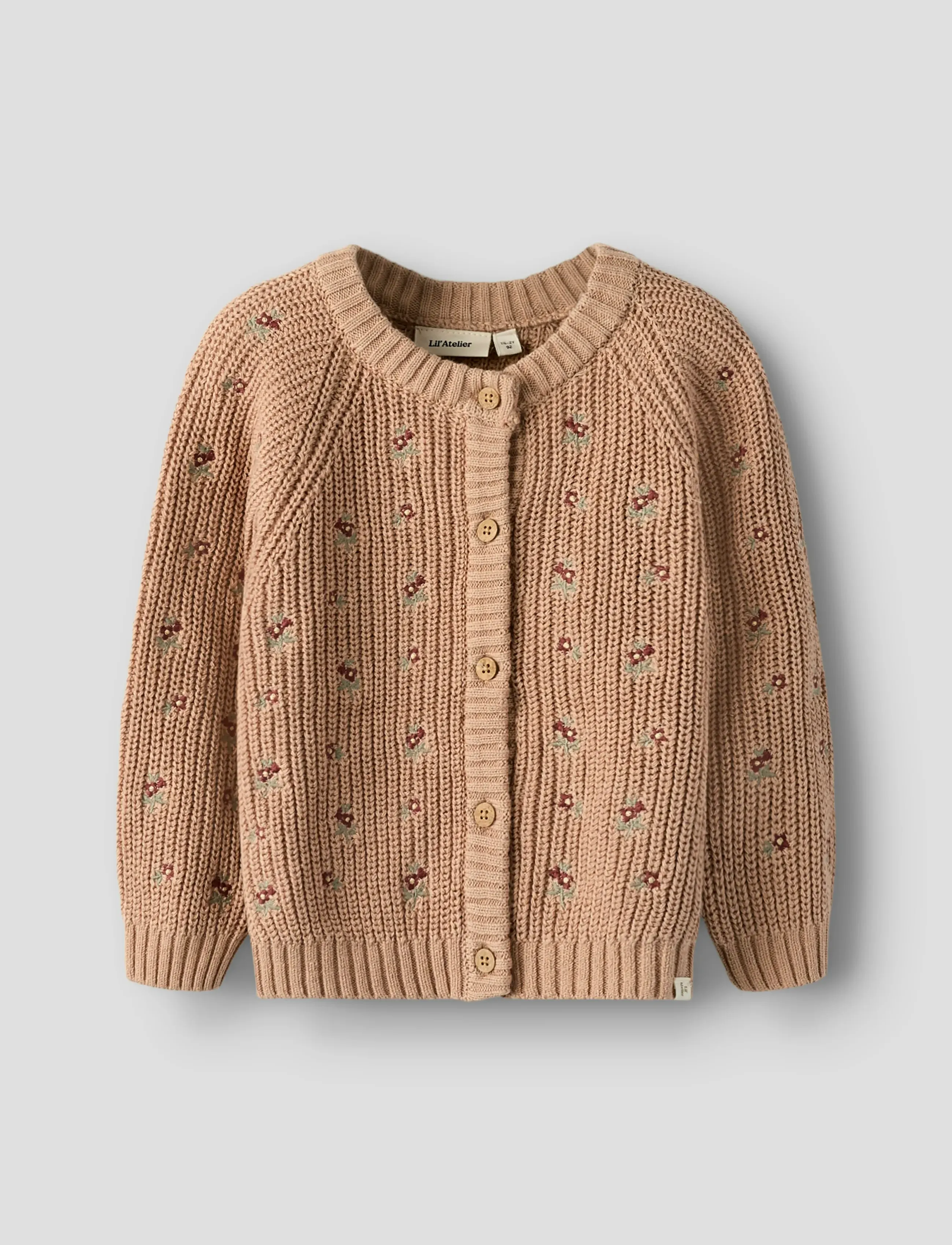 Lil'Atelier NMFEMLEN EMB AO LS KNIT CARD LIL - Knitwear - ROEBUCK / beige