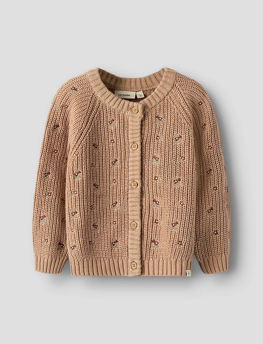 Lil'Atelier - NMFEMLEN EMB AO LS KNIT CARD LIL - cardigans - roebuck - 0