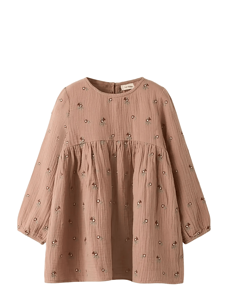 Lil'Atelier - NMFTAMINA LS LOOSE DRESS LIL - langärmelige freizeitkleider - roebuck - 0