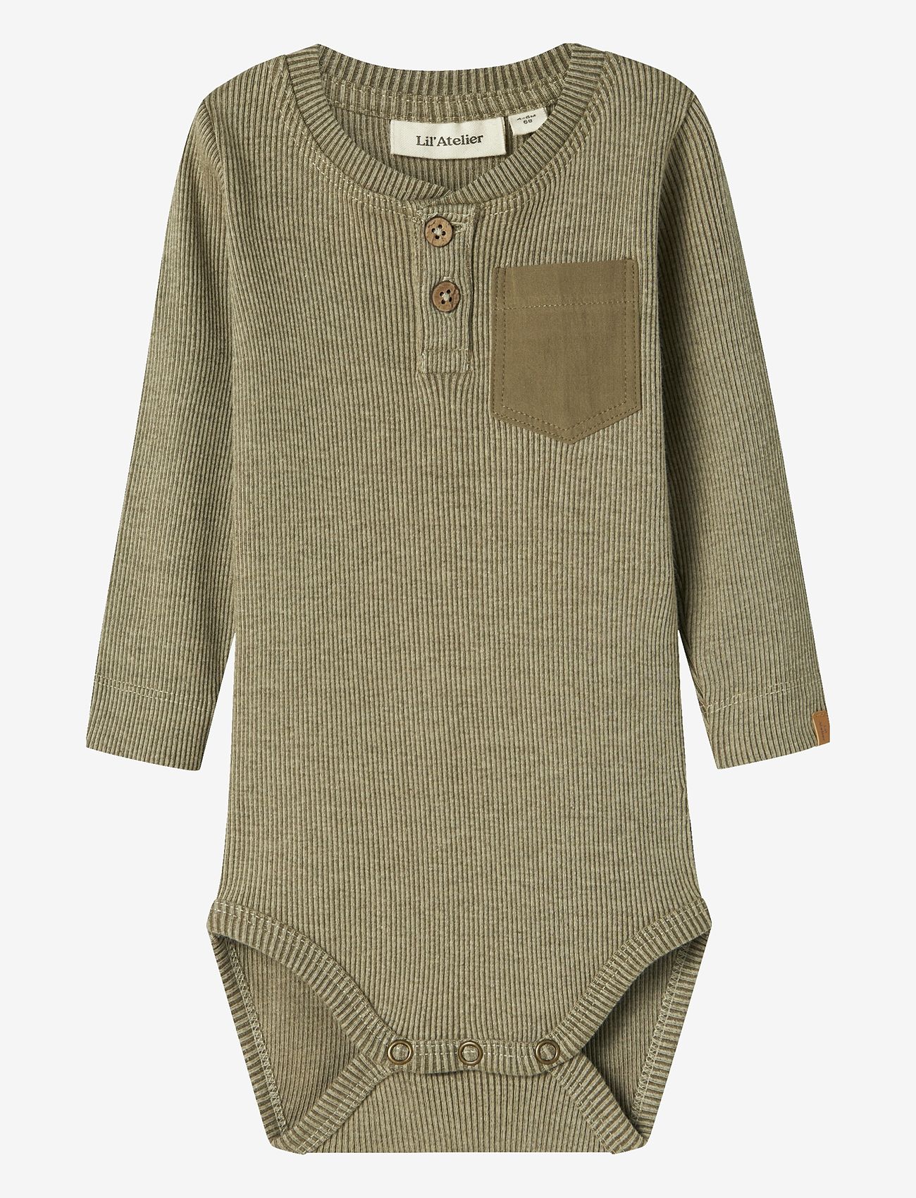 Lil'Atelier - NBMBARBAR LS SLIM BODY LIL - langärmelige bodys - moss gray - 0