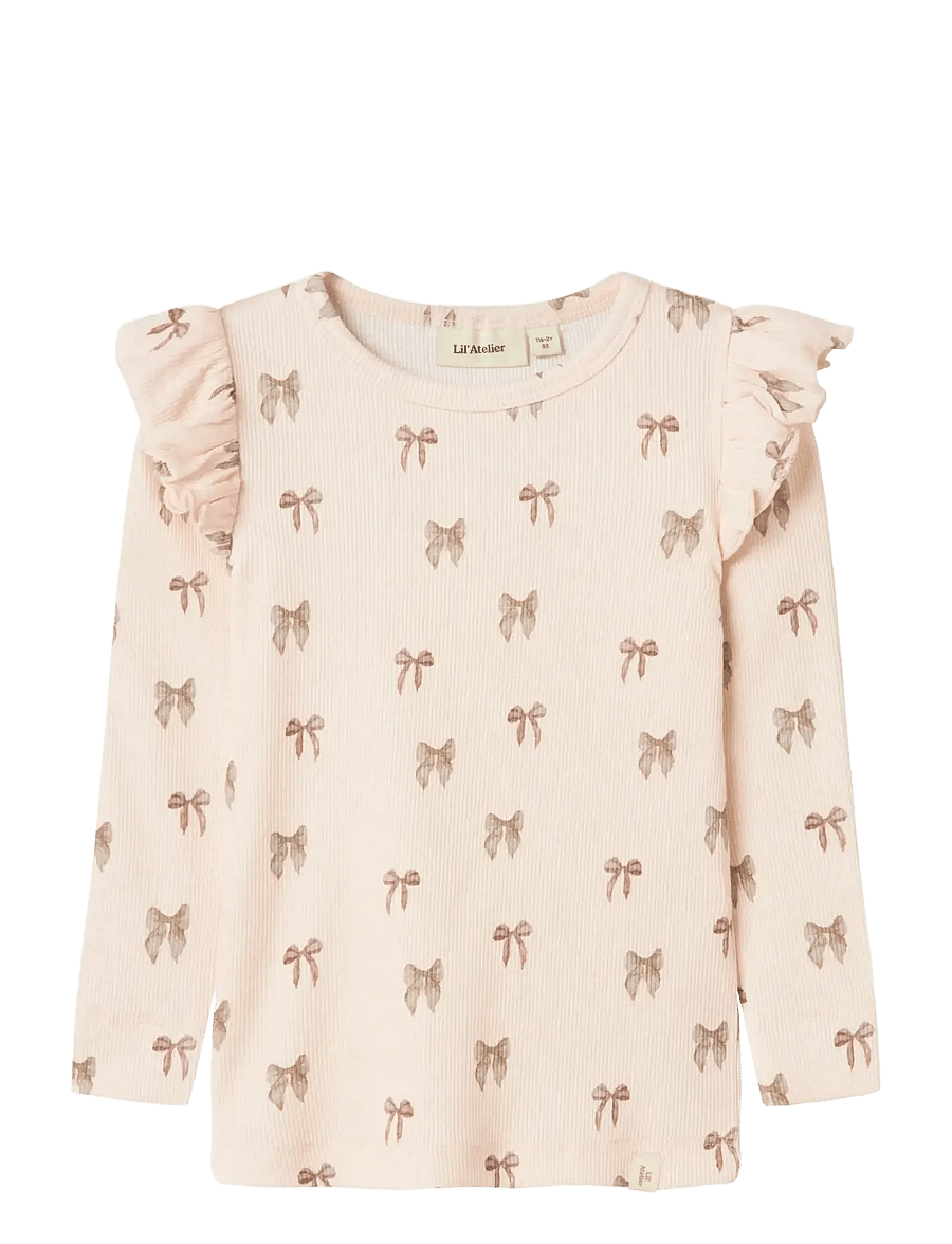 Lil'Atelier - NMFGAVO EKO LS SLIM TOP LIL NOOS - t-krekli ar garām piedurknēm - silver peony - 1