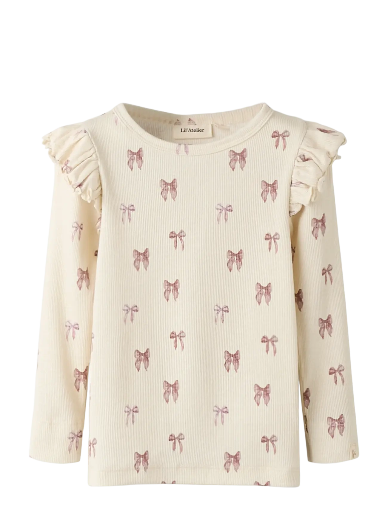 Lil'Atelier NMFGAVO EKO LS SLIM TOP LIL NOOS - Põhitooted - TURTLEDOVE / cream
