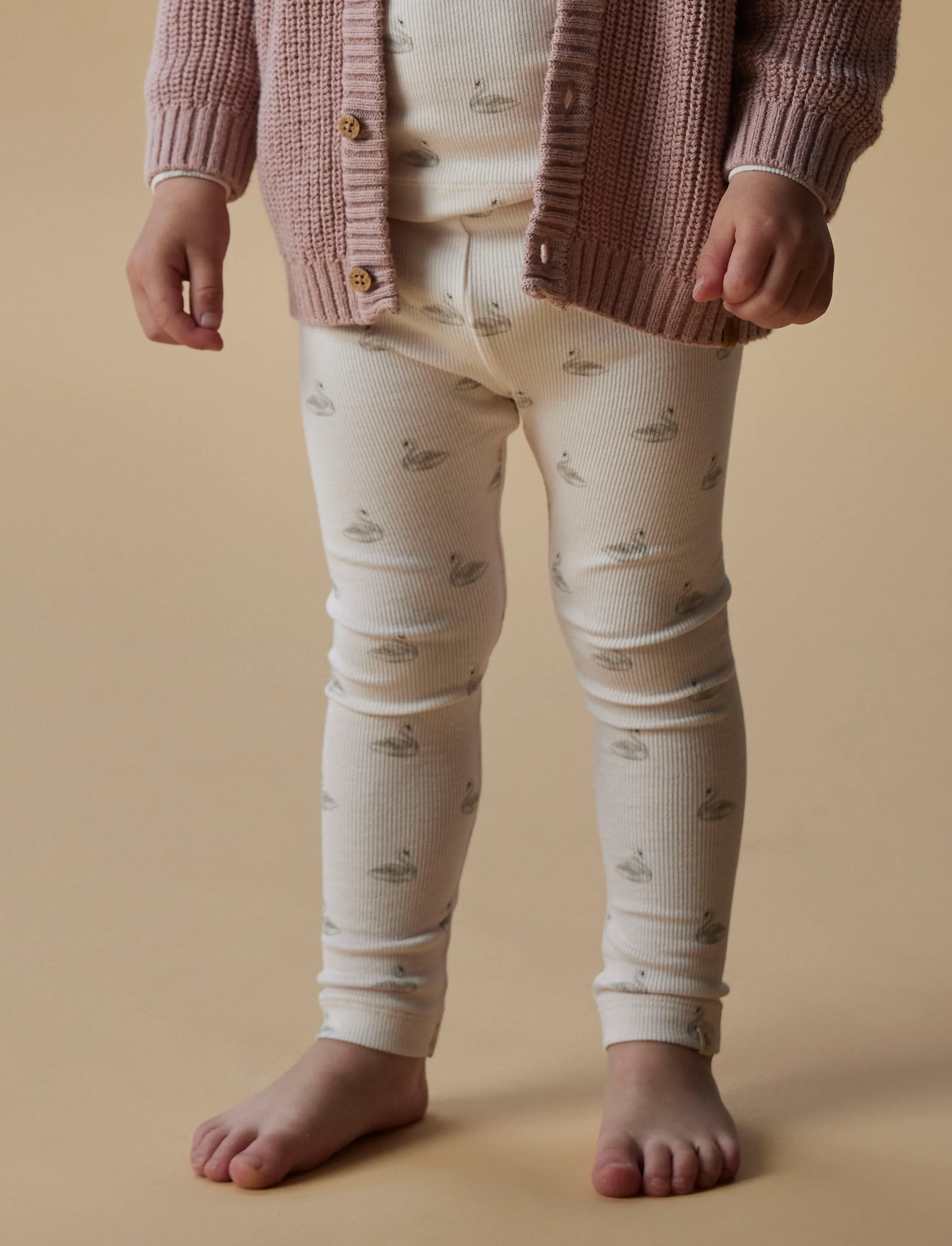 Lil'Atelier Nmfgavo Efi Slim Legging Lil Noos, Børn, Flæse Blomstrede Leggings, Cream, Str: 104
