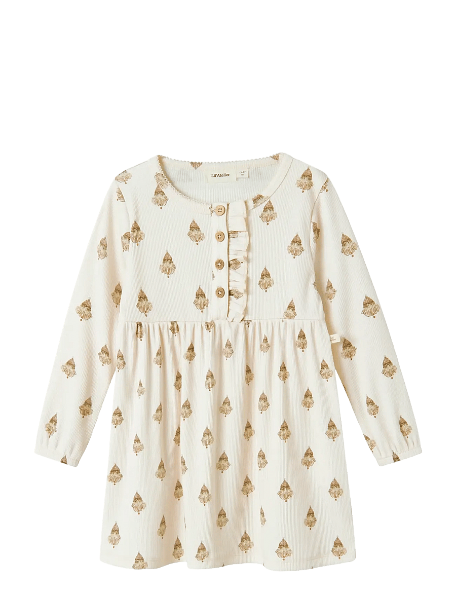 Lil'Atelier - NMFLAVO EMI LS DRESS LIL - langärmelige freizeitkleider - pastel parchment - 1