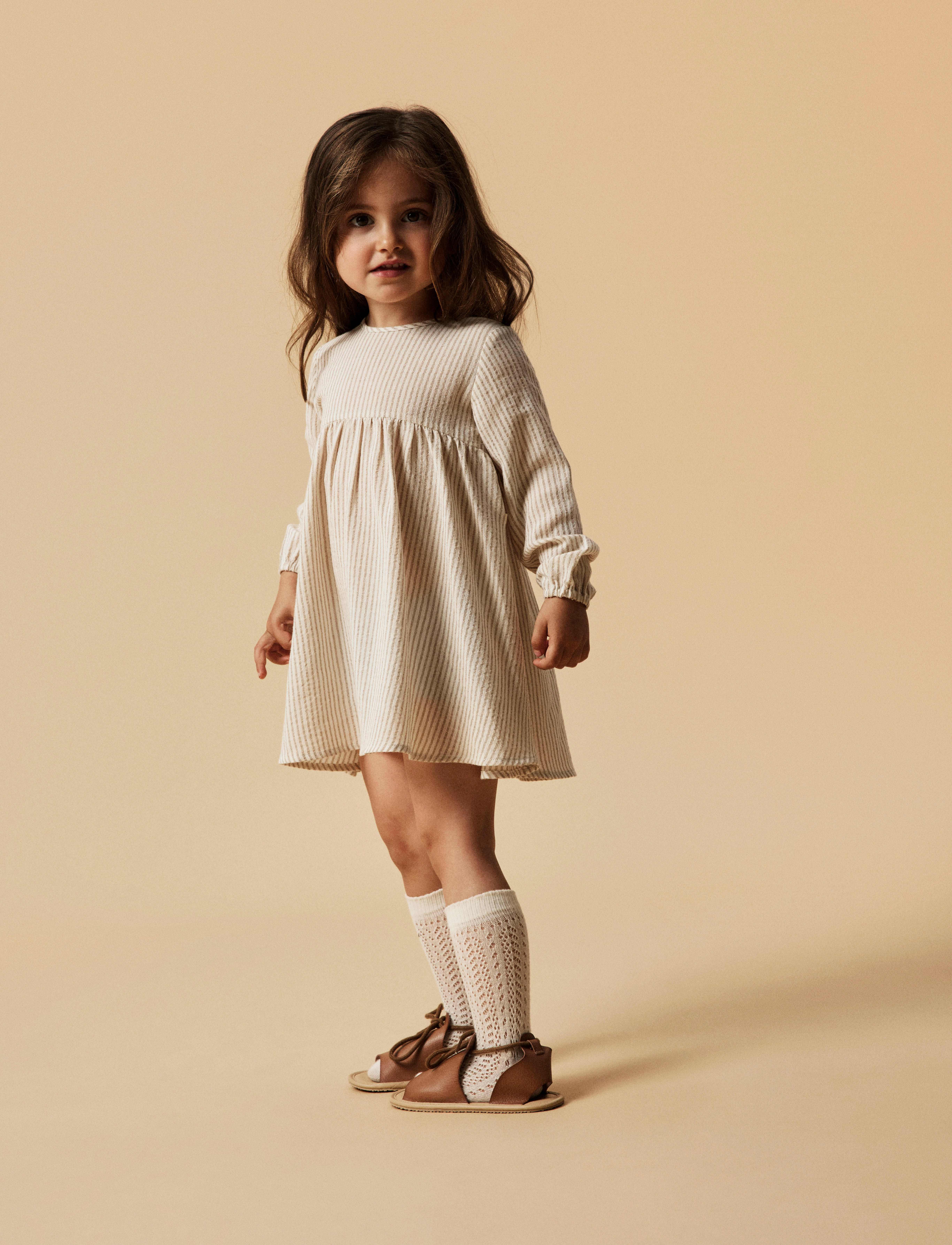 Lil'Atelier - NMFLINO LS LOOSE DRESS LIL - coconut milk - 4