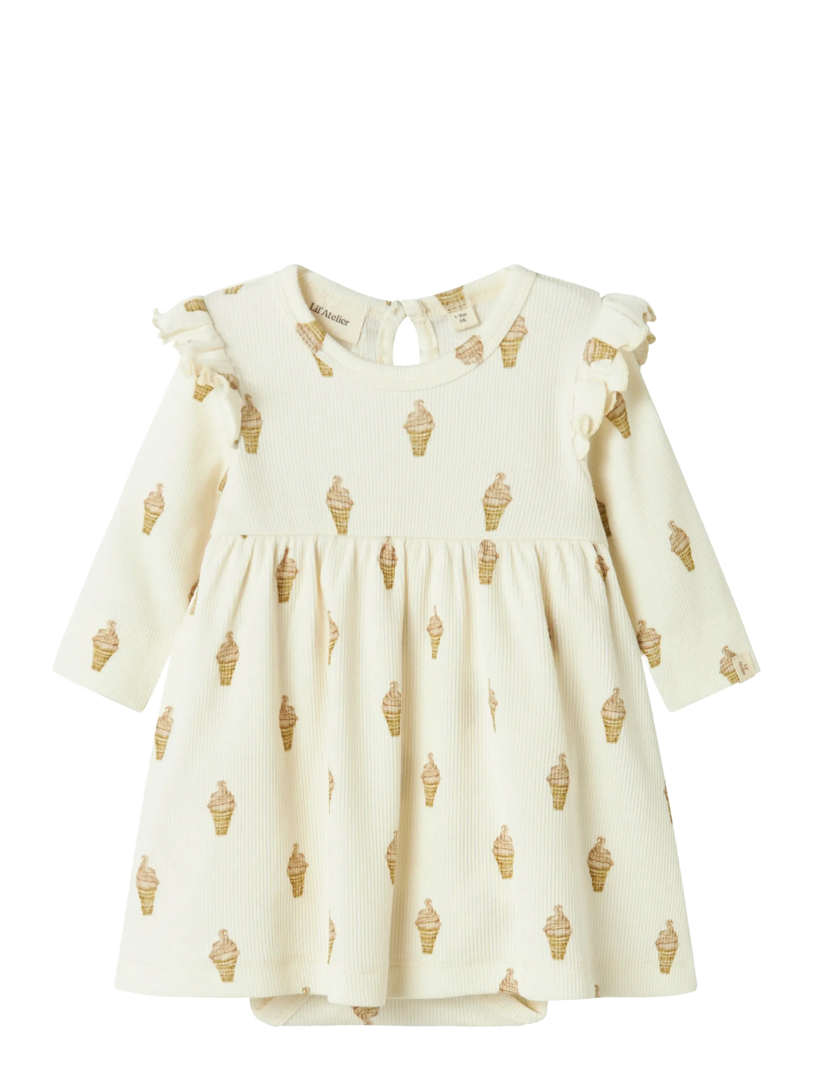 Lil'Atelier NBFGAVO ENK LS BODY DRESS LIL - Kjoler & Nederdele - TURTLEDOVE / cream