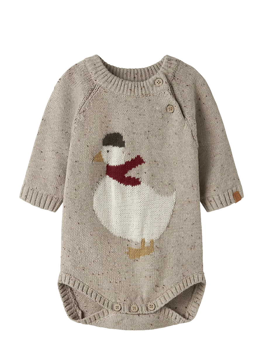 Lil'Atelier - NBNGALTO RIA LS KNIT BODY LIL - långärmade bodies - oxford tan - 0