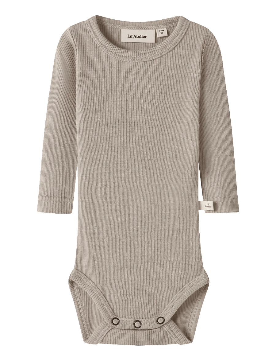 Lil'Atelier - NBNNALU RIB WO/MO LS SLIM BODY LIL - base layer baby - feather gray - 0