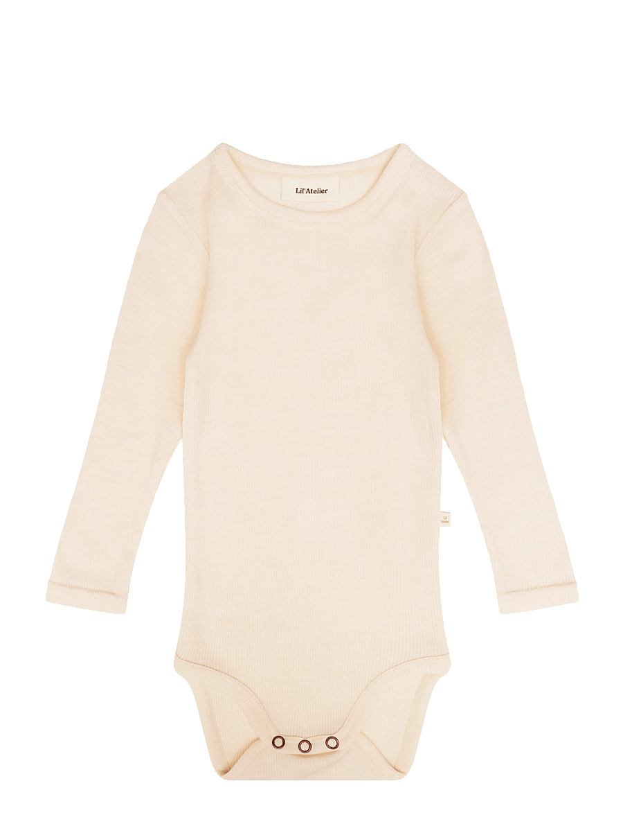 Lil'Atelier - NBNNALU RIB WO/MO LS SLIM BODY LIL - uldundertøj baby - turtledove - 0