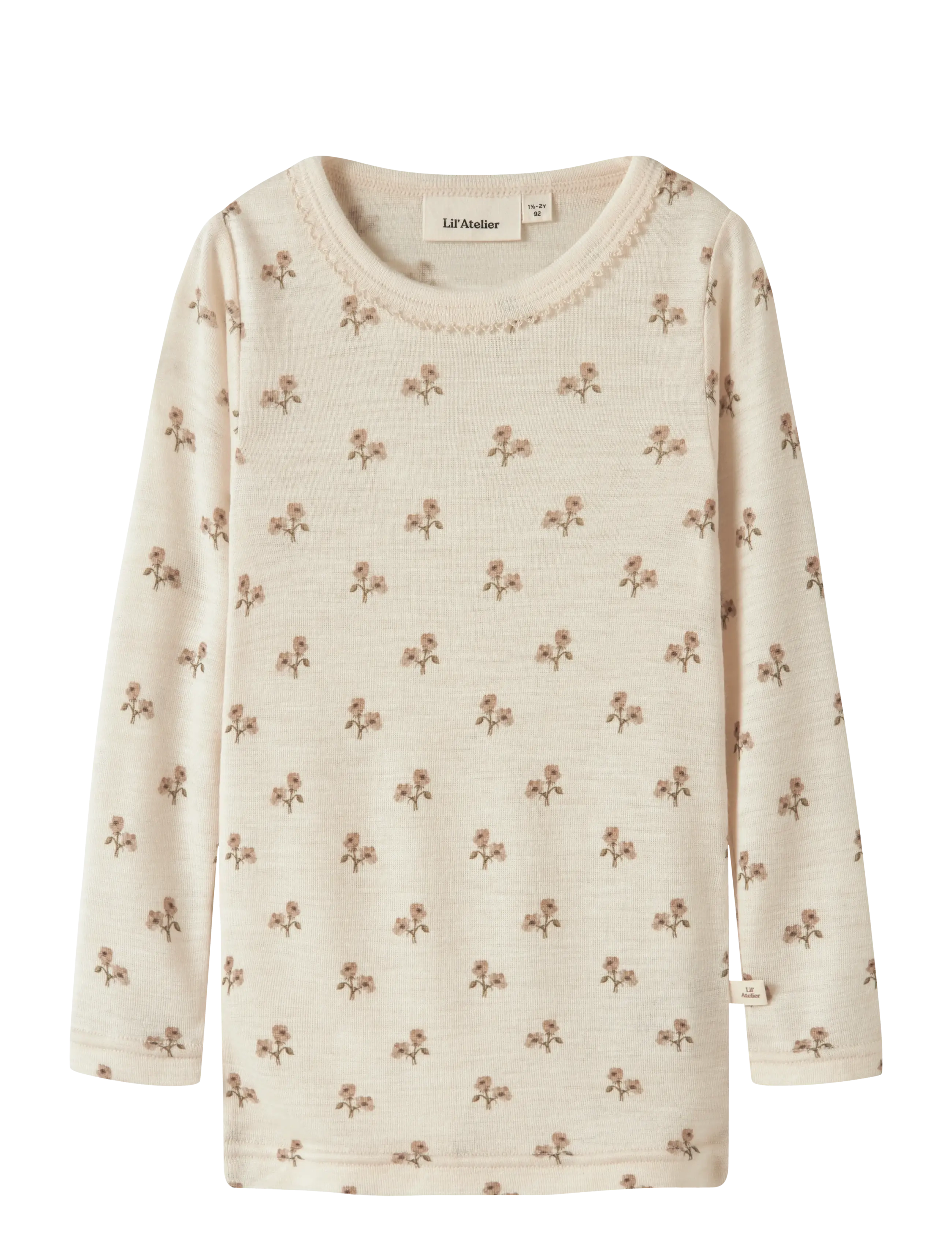 Lil'Atelier NMFNALU WO/MO LS SLIM TOP LIL - Winterkollektion - TURTLEDOVE / cream