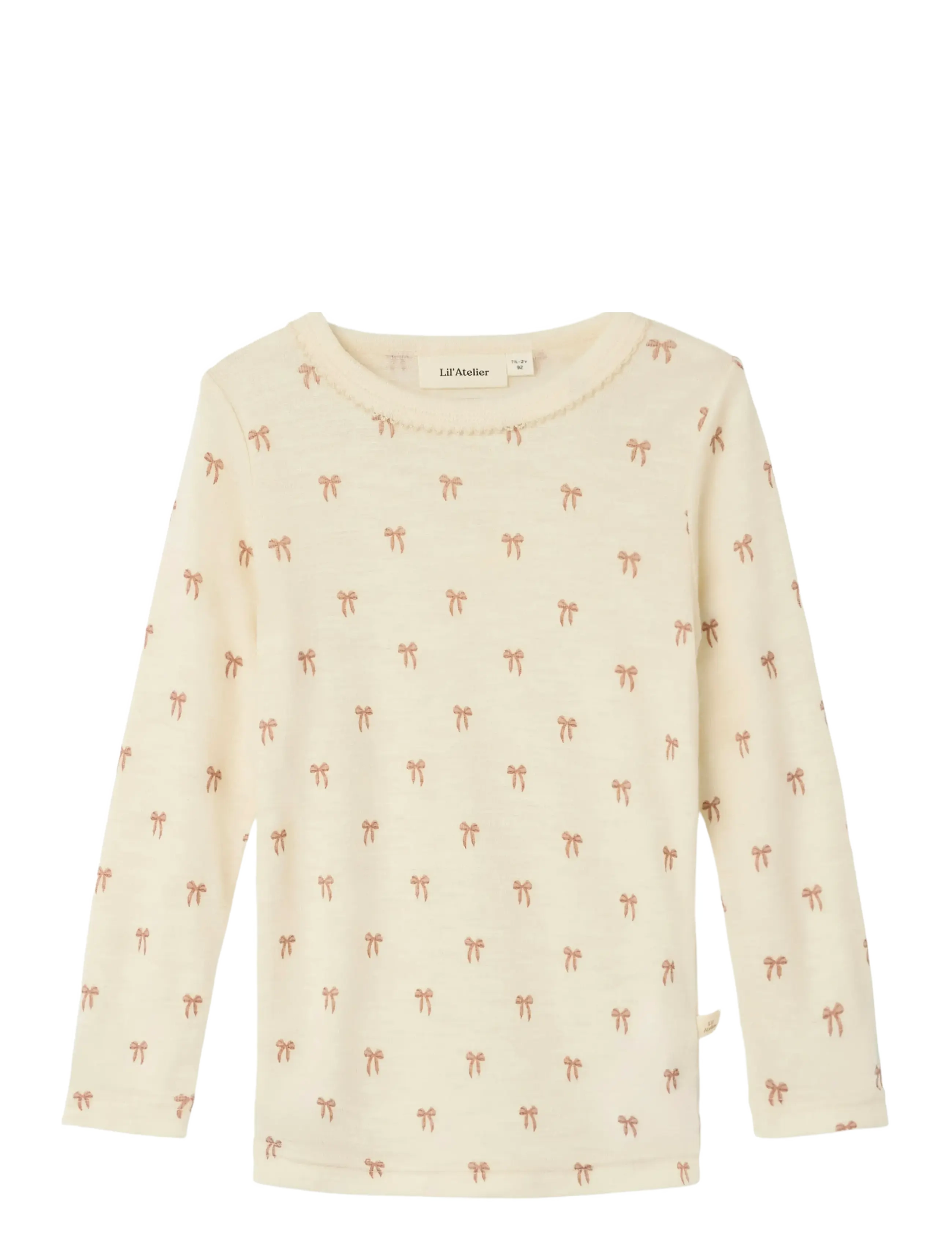 Lil'Atelier NMFNALU WO/MO LS SLIM TOP LIL - Uldundertøj baby - TURTLEDOVE / cream