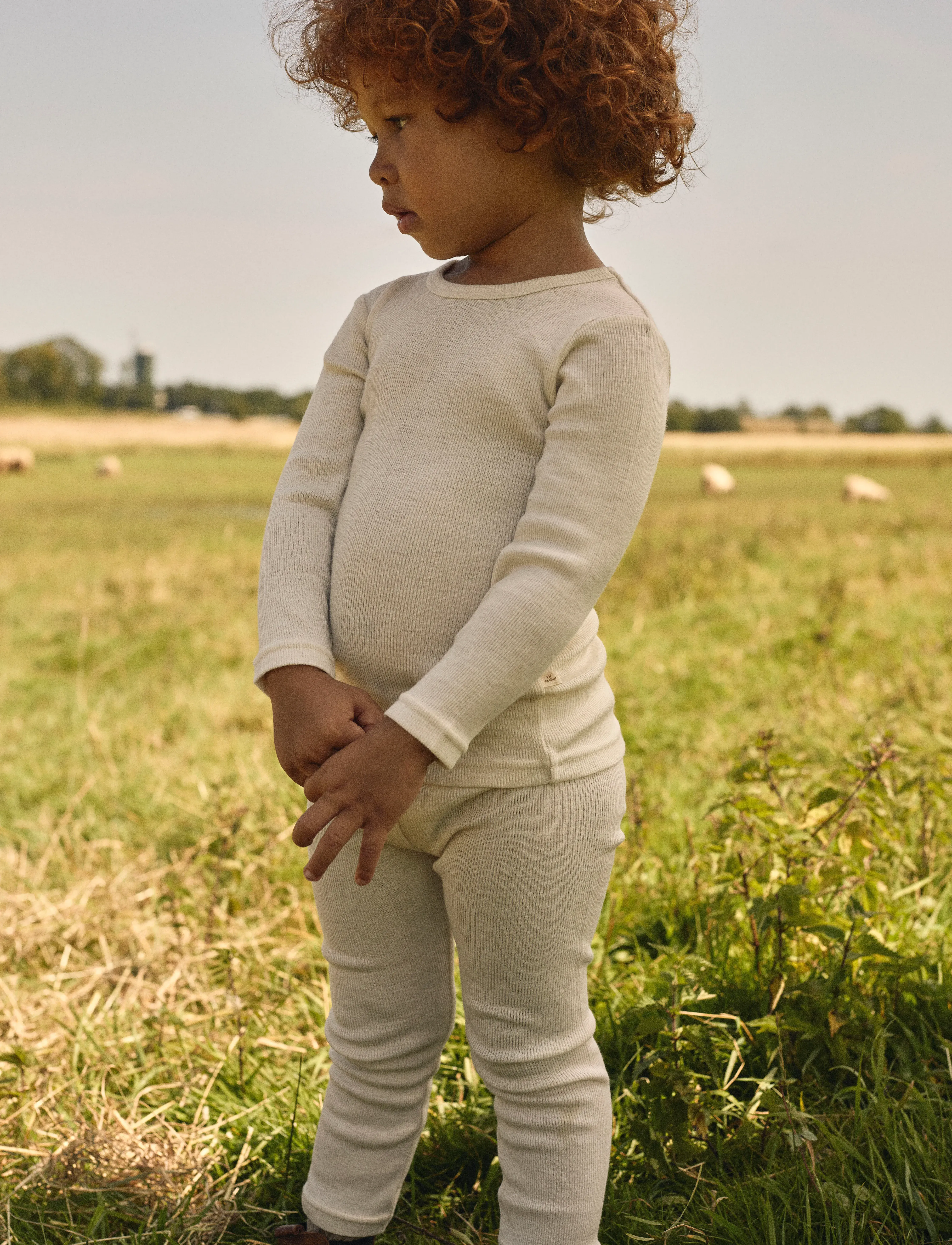 Lil'Atelier NMNNALU RIB WO/MO LS SLIM TOP LIL - Oberteile & T-Shirts - TURTLEDOVE / cream