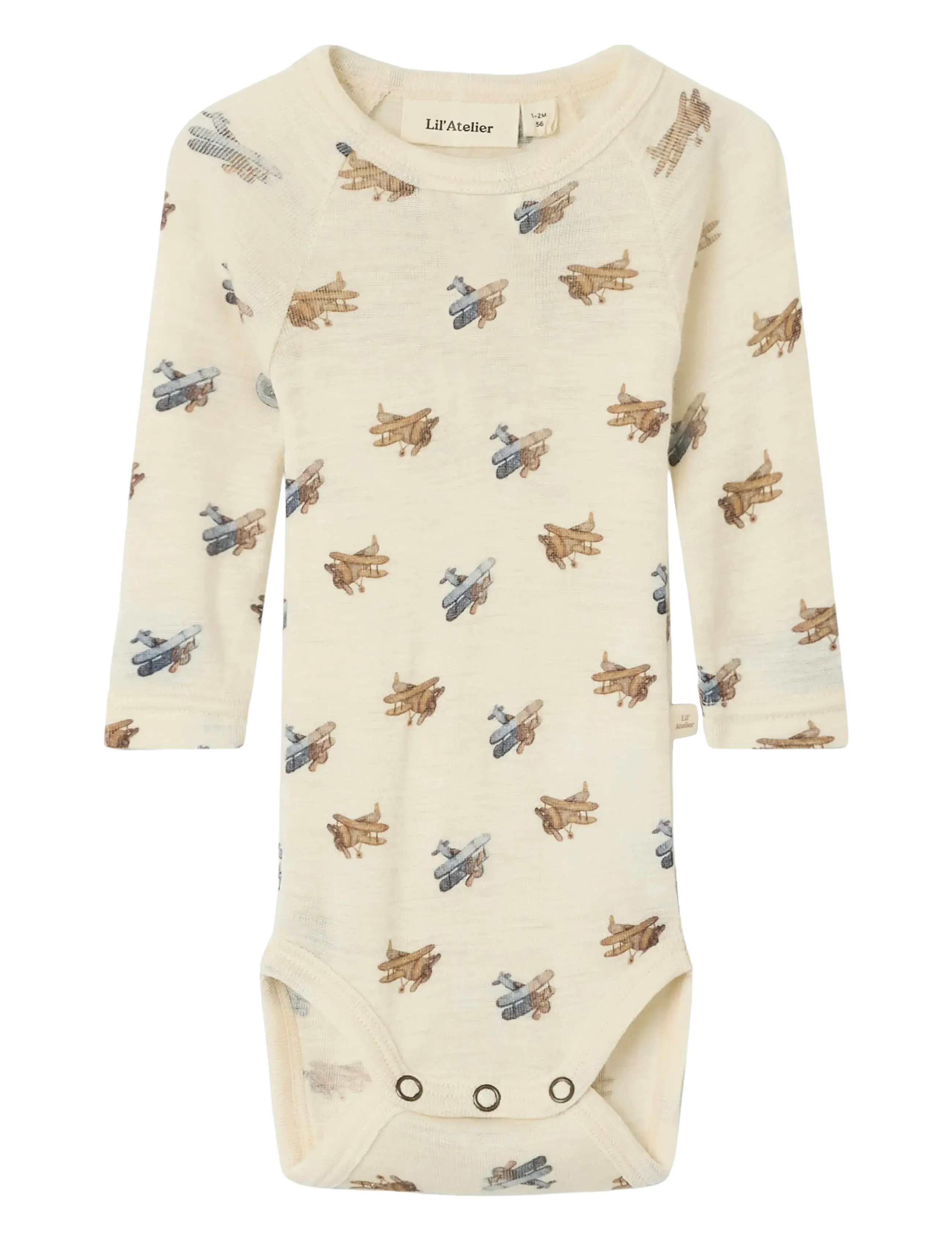 Lil'Atelier NBMNALU WO/MO LS SLIM BODY LIL NOOS - Uldundertøj baby - TURTLEDOVE / cream