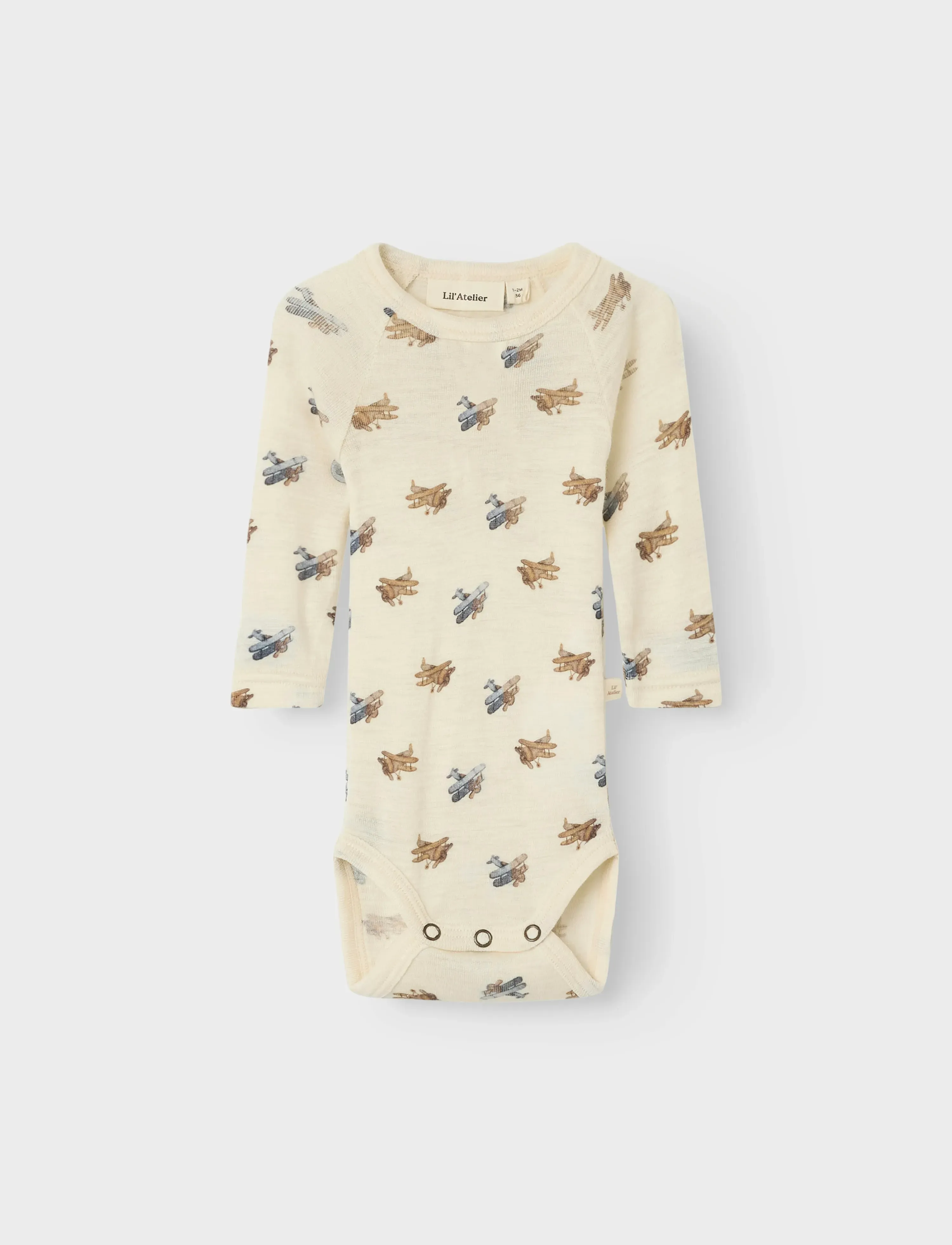 Lil'Atelier Nbmnalu Ls Slim Body Lil, 56, Bodys, Creme - Long-sleeved, Kinder