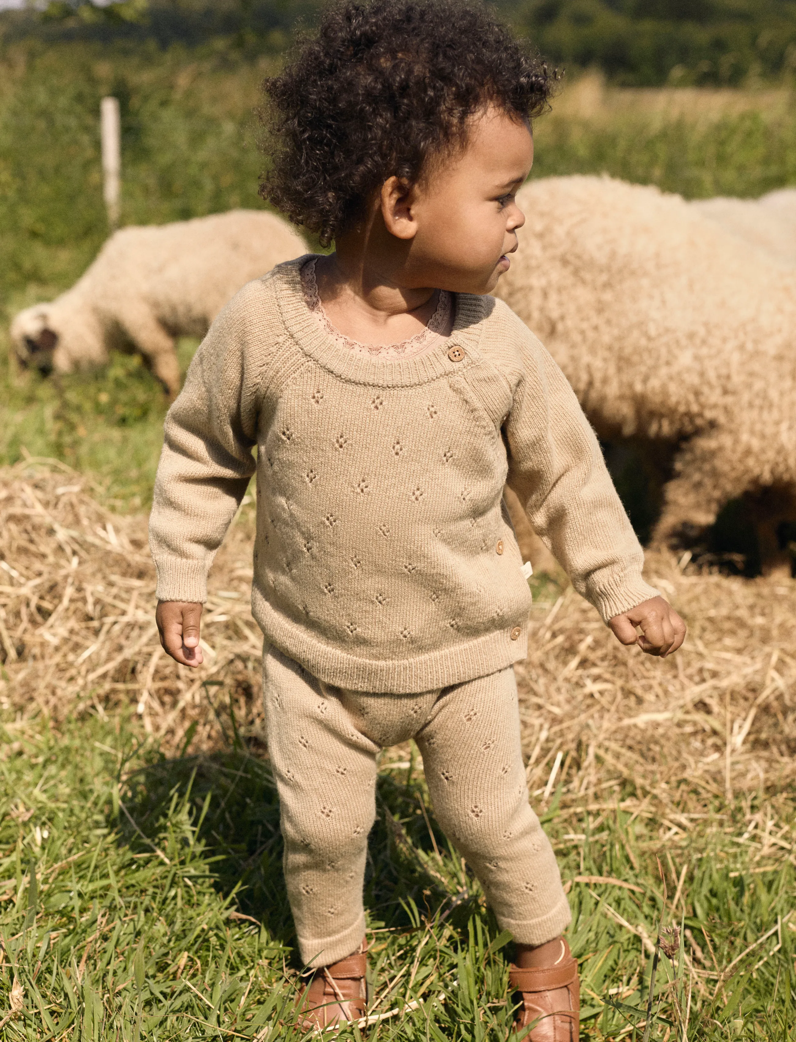 Lil'Atelier NBNNALIO WOOL LS WRAP KNIT LIL - Jumpers - SAFARI / beige