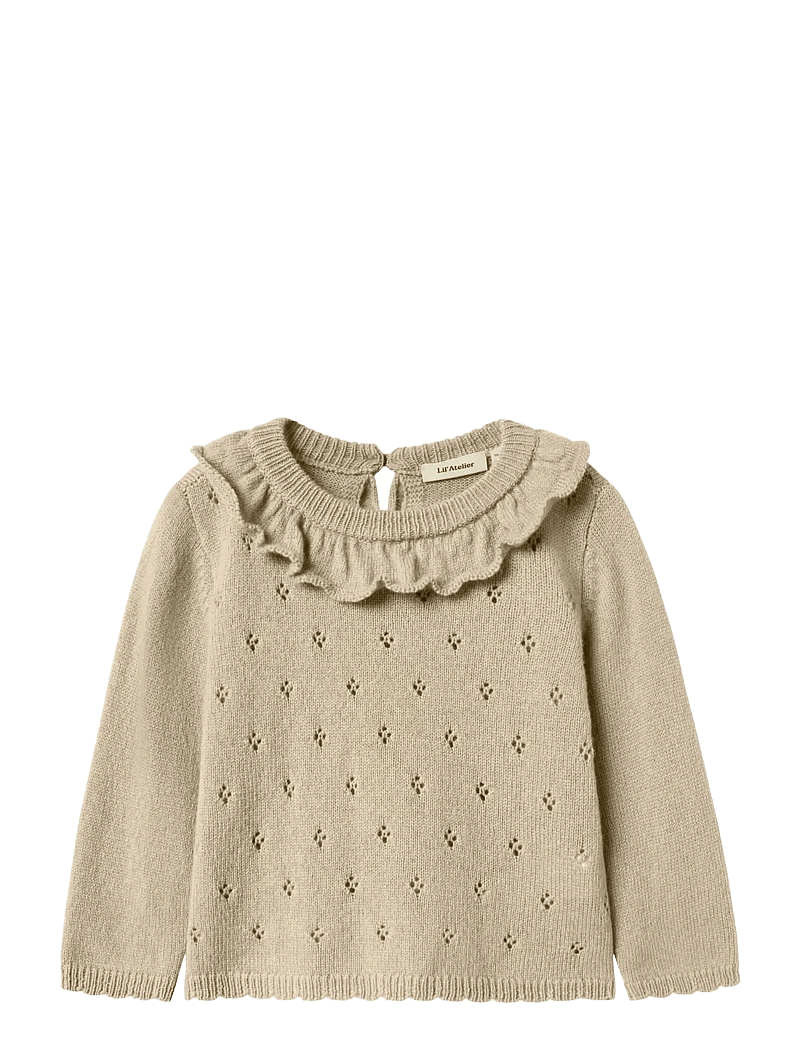 Lil'Atelier - NMFNALIO WOOL LS KNIT LIL - stickade tröjor - safari - 1