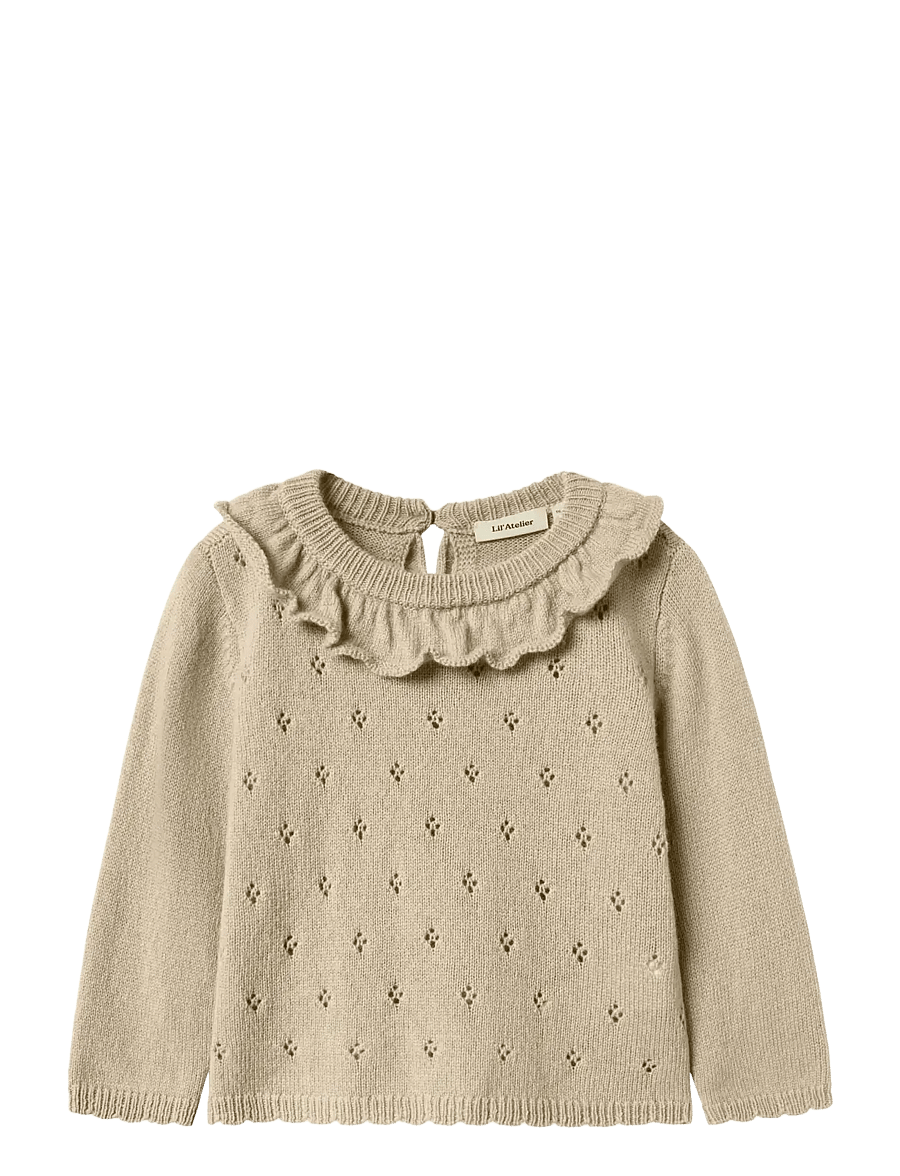 Lil'Atelier - NMFNALIO WOOL LS KNIT LIL - džemprid - safari - 1