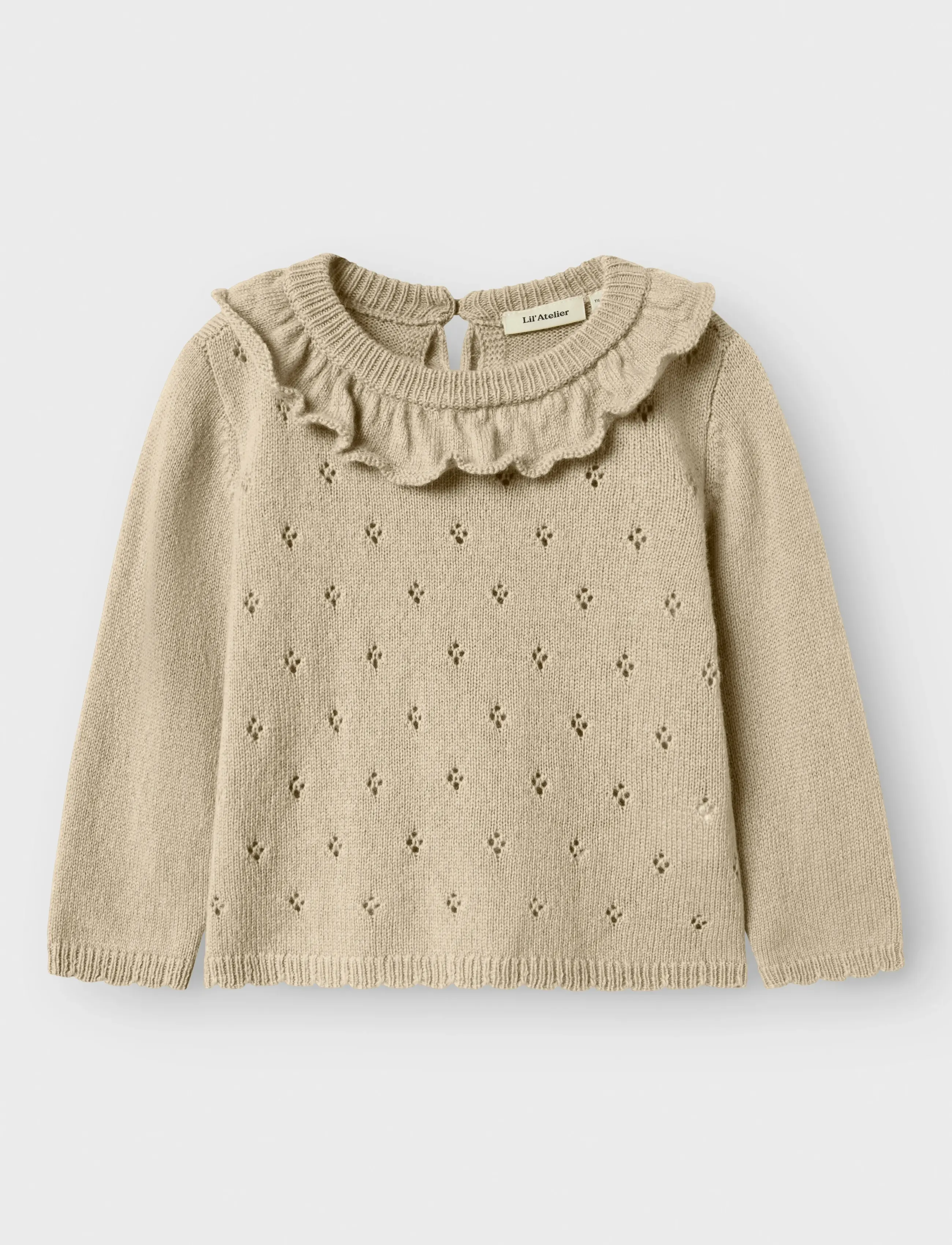 Lil'Atelier Nmfnalio Wool Ls Knit Lil, 104, Knitwear, Beige - Pullovers, Kinder