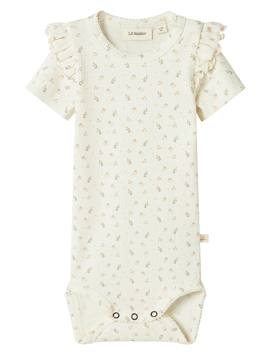 Lil'Atelier - NBFGAGO KIK SS SLIM BODY LIL - lyhythihaiset bodyt - coconut milk - 1