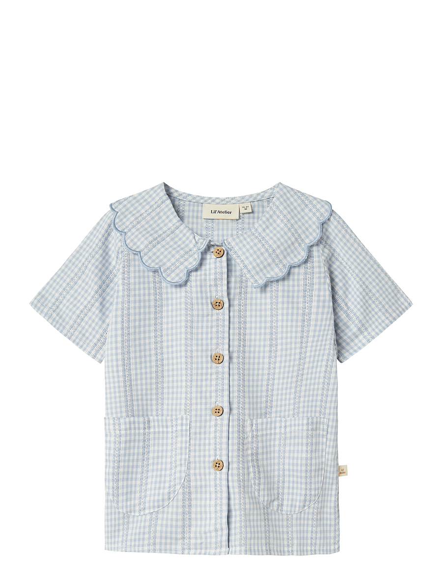 Lil'Atelier - NMFHAZELLE SS LOOSE SHIRT LIL - kurzärmlige hemden - zen blue - 1