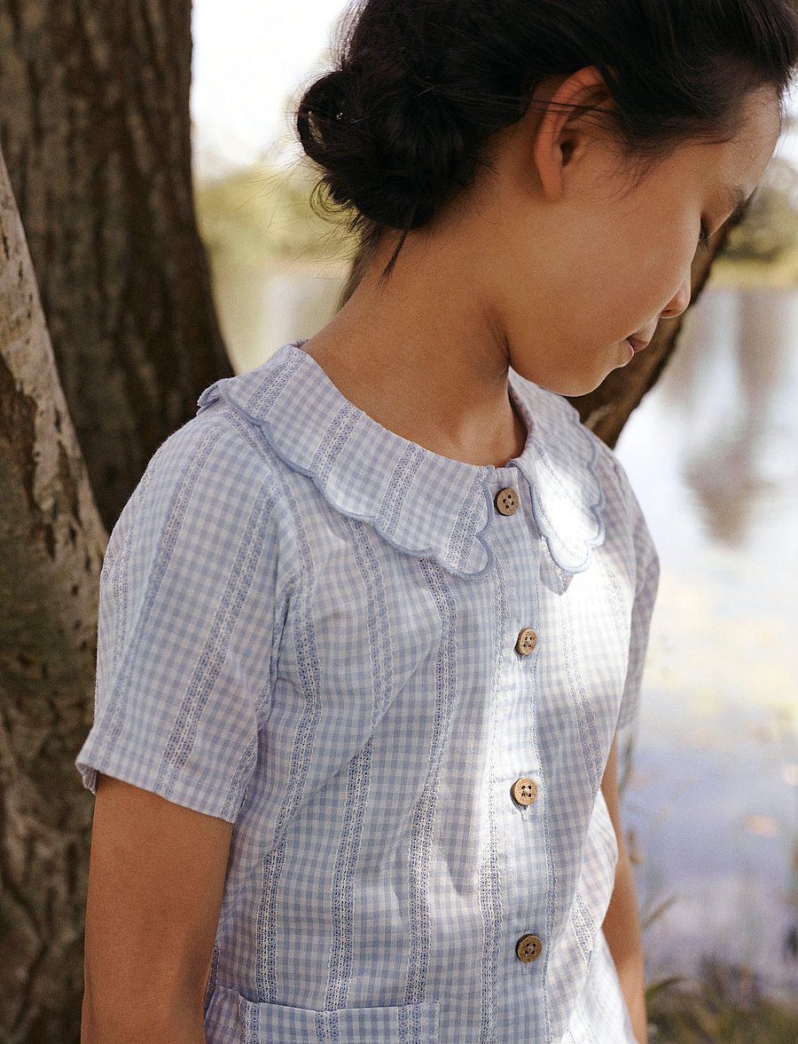 Lil'Atelier - NMFHAZELLE SS LOOSE SHIRT LIL - kurzärmlige hemden - zen blue - 4
