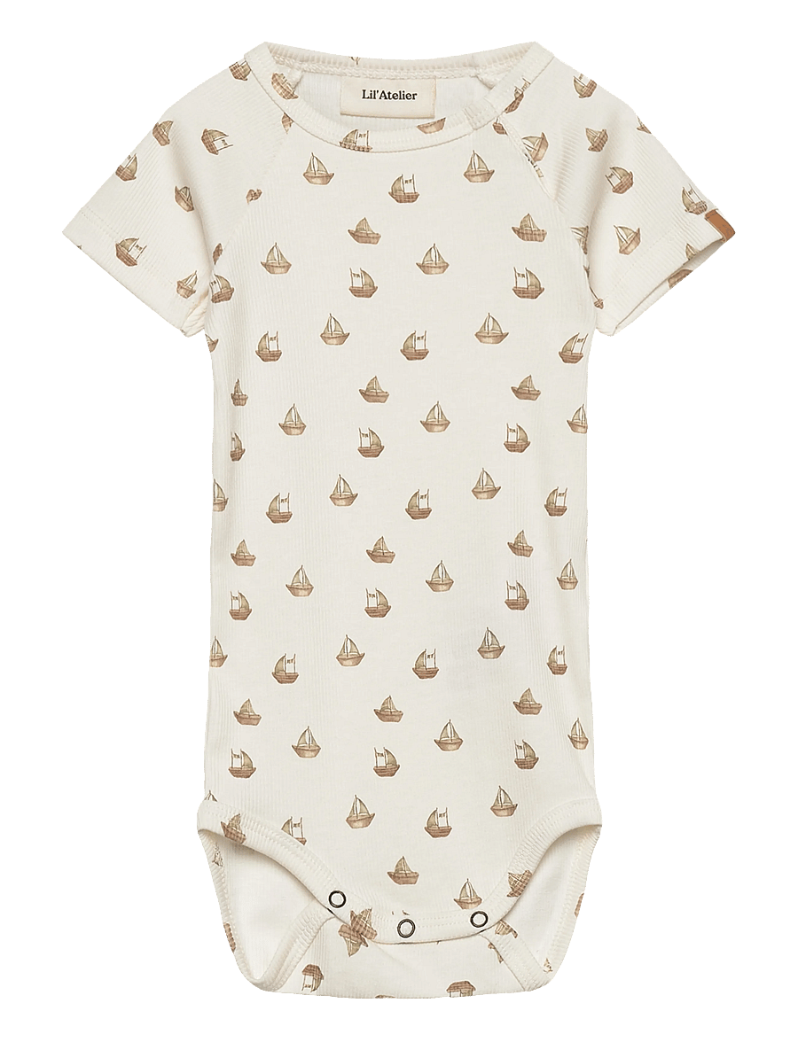 Lil'Atelier - NBMLAVO ENI SS SLIM BODY LIL - kortærmede bodyer - coconut milk - 0