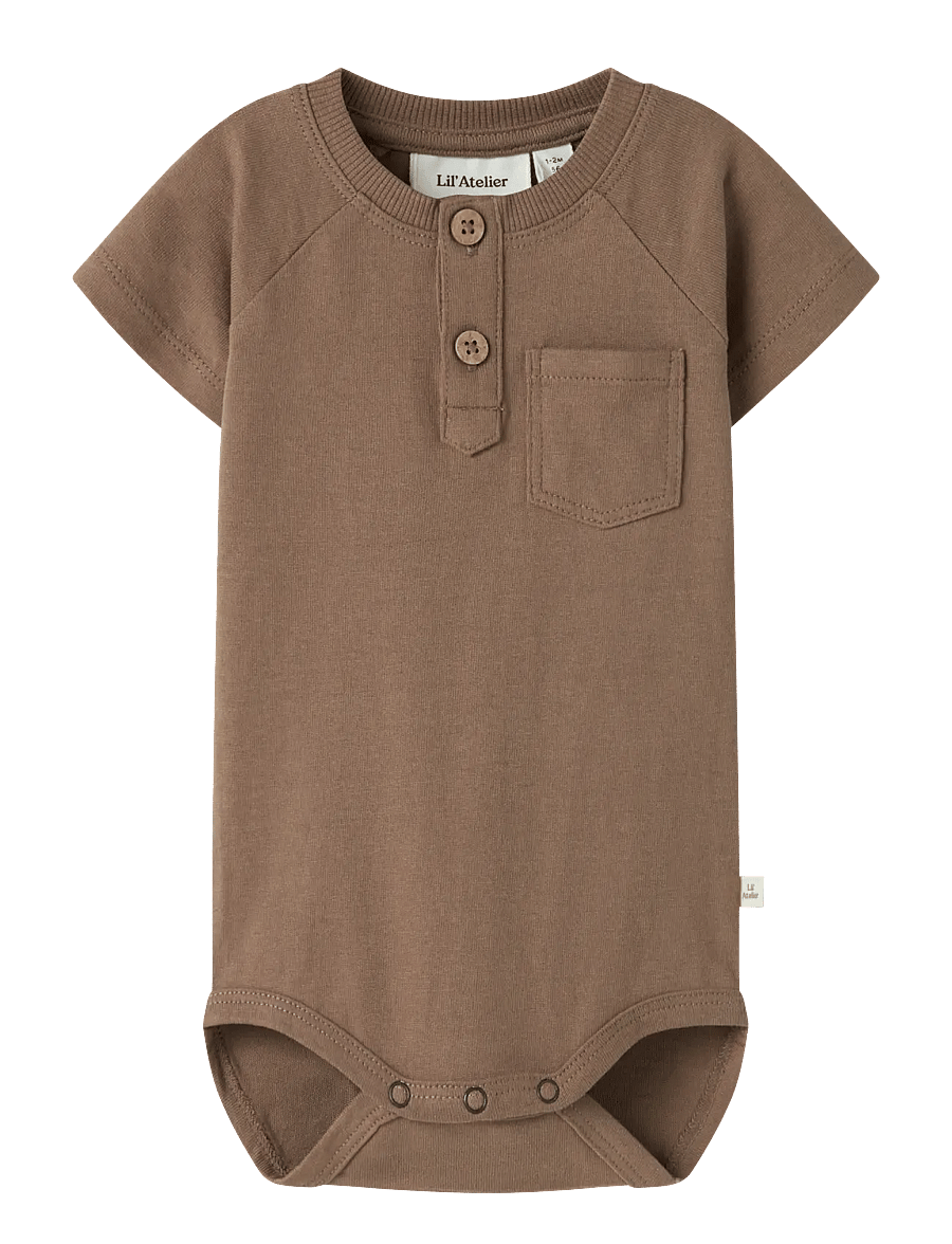 Lil'Atelier - NBMDOLAN JOE SS BODY LIL - kurzärmelige bodys - coca mocha - 0