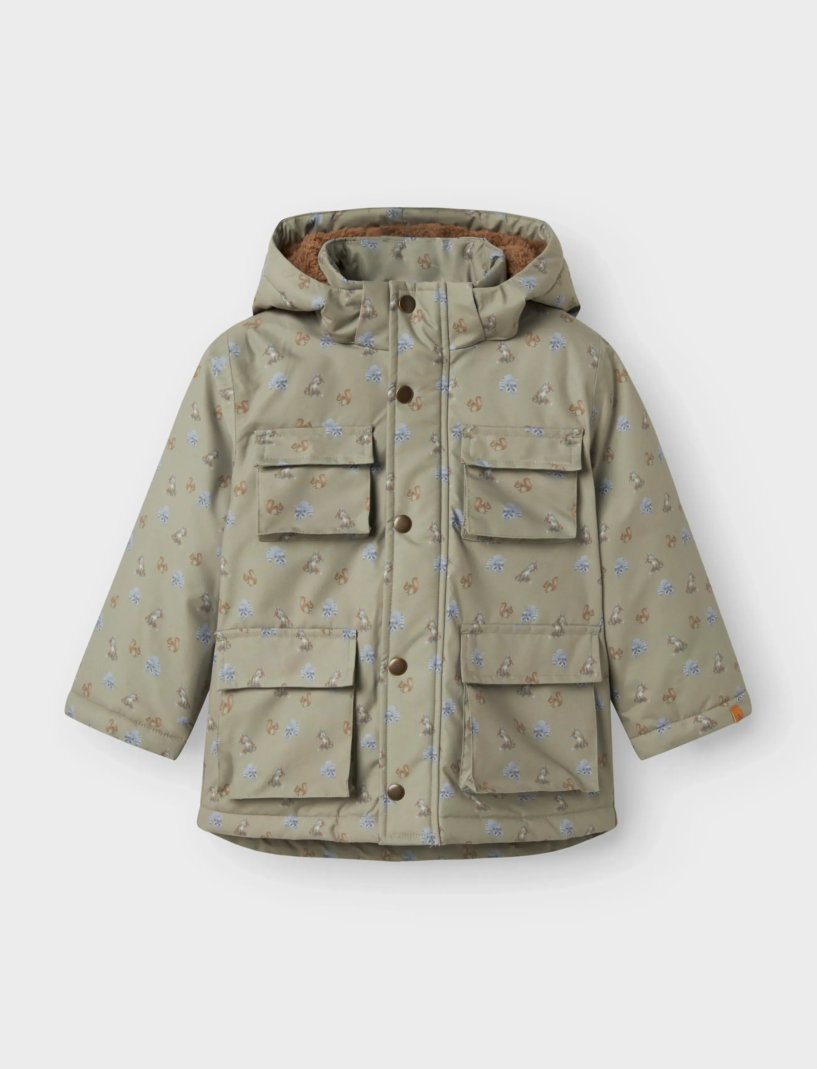 Lil'Atelier Nmmlasnow05 Jkt Aop Fo Lil, 122-128, Khaki green, Jakker Og Frakker > Parkajakker, Børn