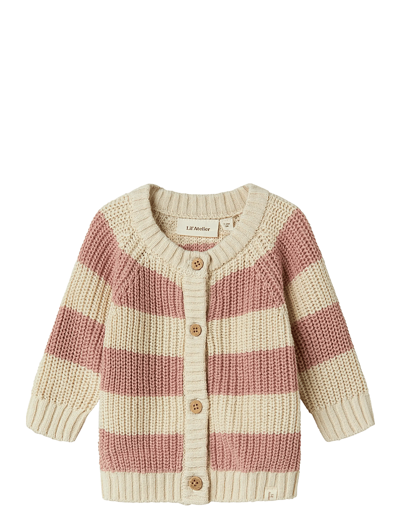 Lil'Atelier - NBFEMLEN KNIT CARD STRIPE LIL - koftor - turtledove - 0