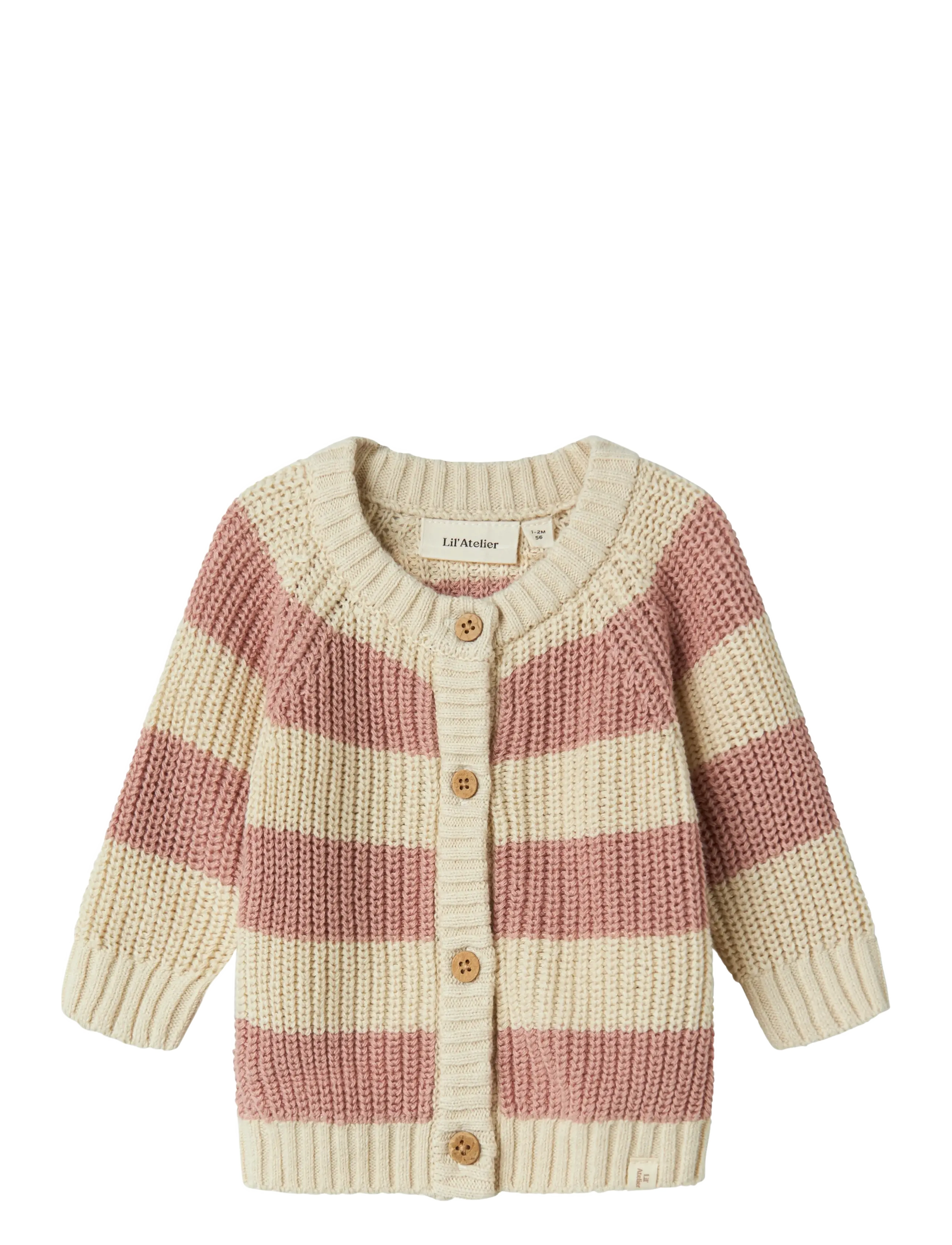 Lil'Atelier NBFEMLEN KNIT CARD STRIPE LIL - Overdele - TURTLEDOVE / white