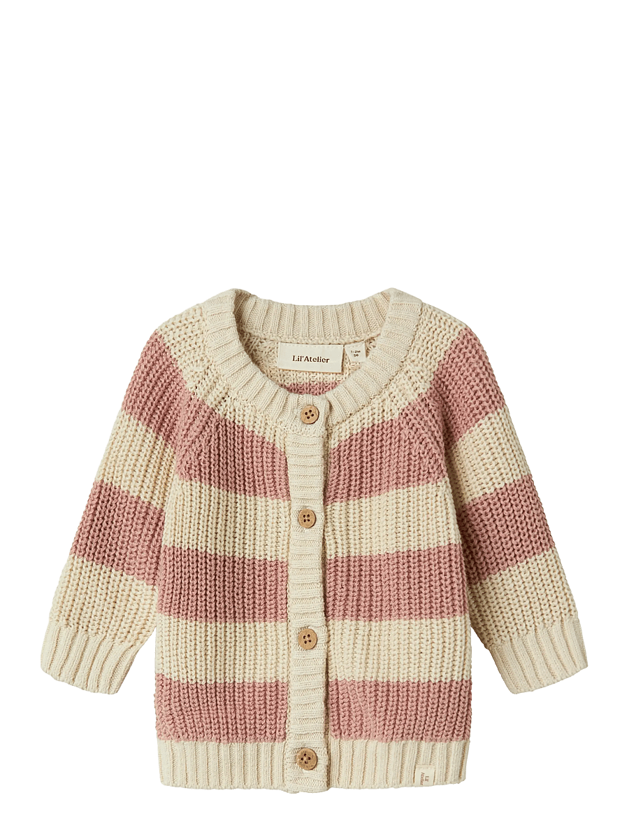 Lil'Atelier - NBFEMLEN KNIT CARD STRIPE LIL - cardigans - turtledove - 0